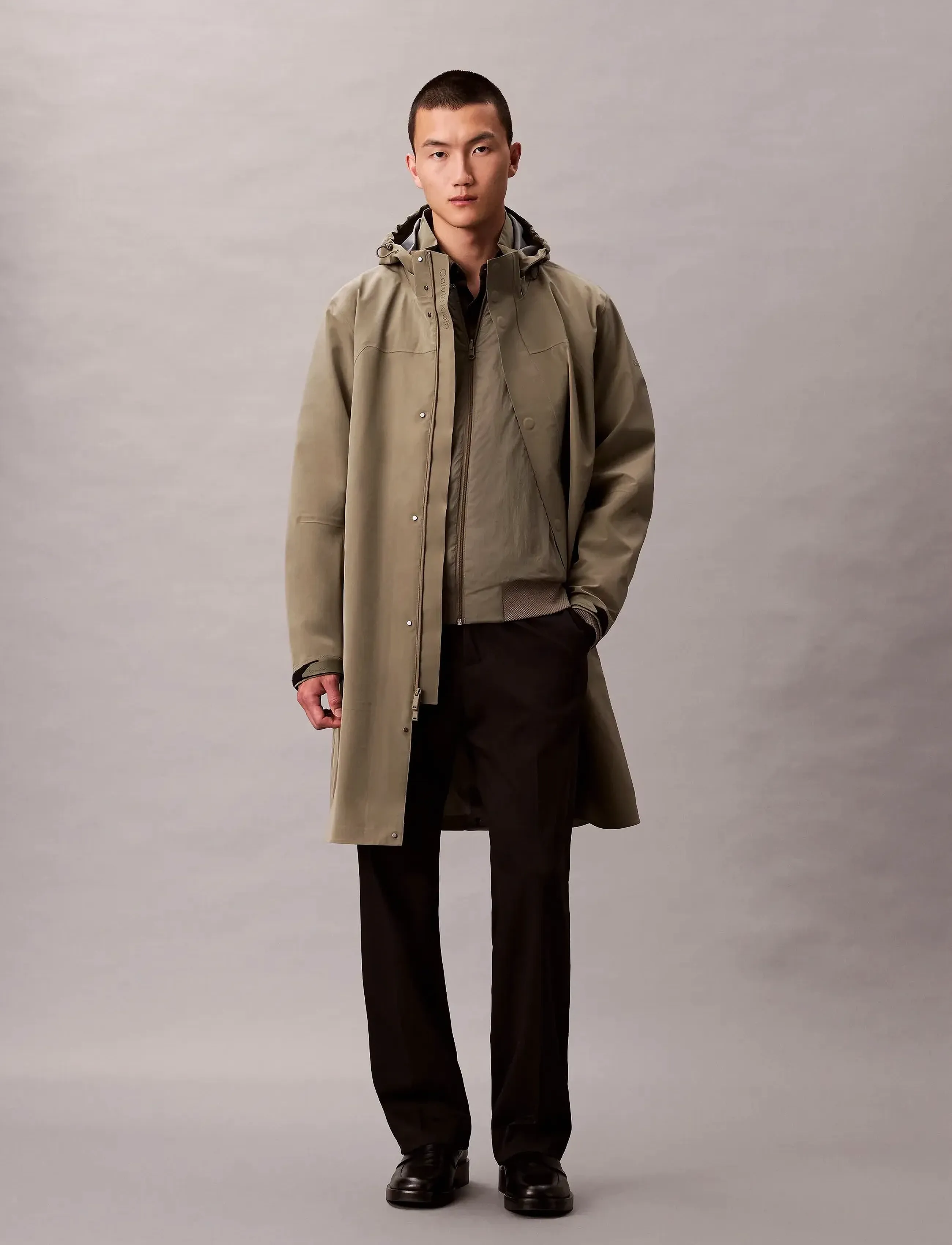 Calvin Klein Ls 3 In 1 Tech Hooded City Coat, XL, Rainwear, Beige - Rain Coats, Männerswear