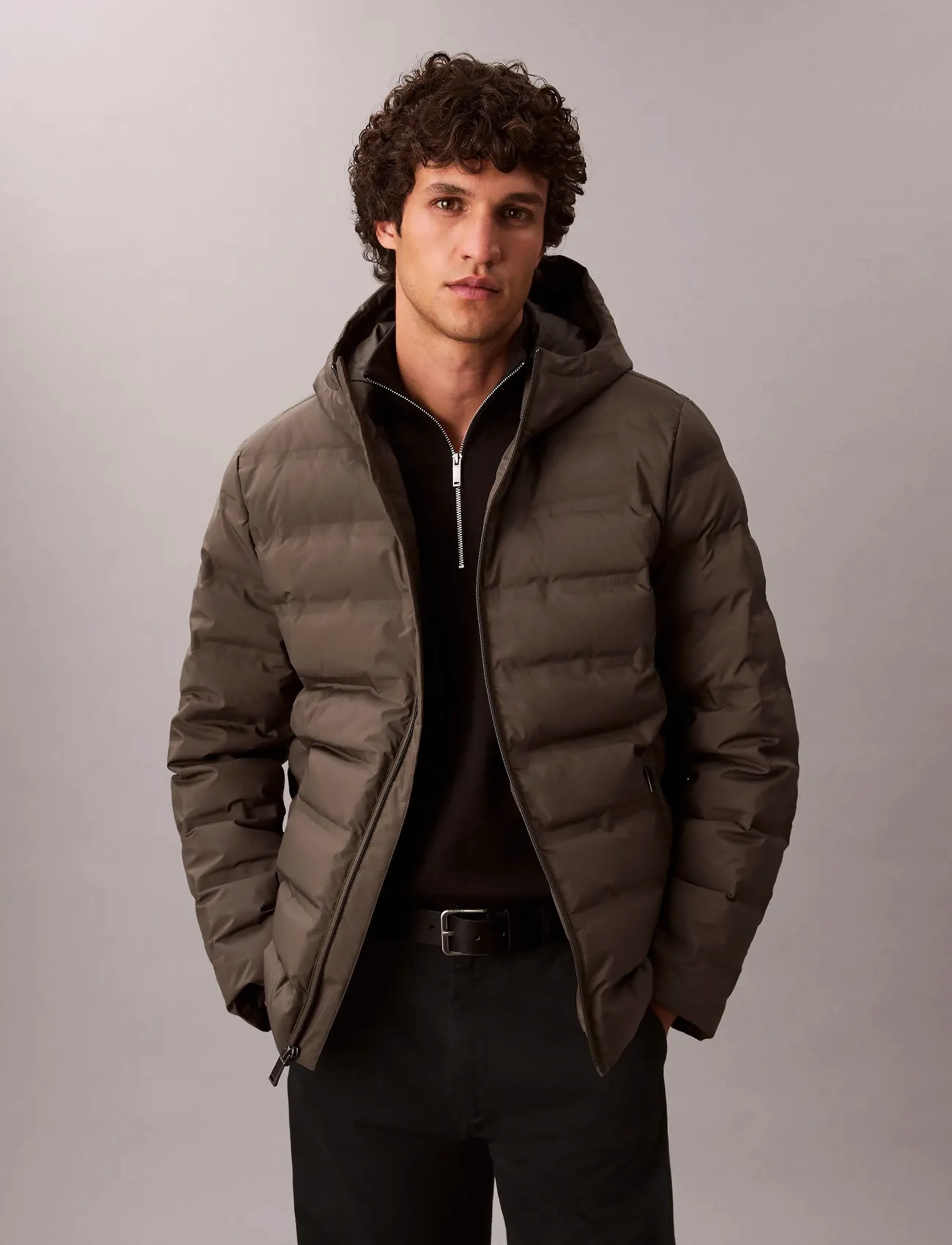 Calvin Klein Ls Packable Embossed Logo Quilte, Mænd, Hætte Dunjakke, Kakigrøn, Str: S