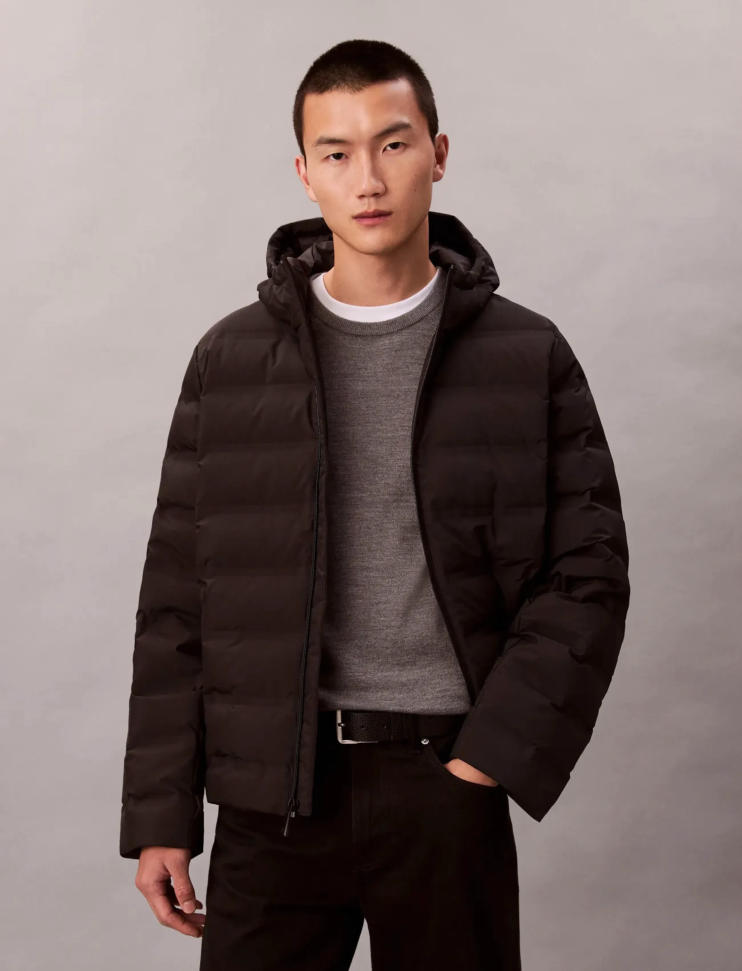 Calvin Klein LS PACKABLE EMBOSSED LOGO QUILTE - Vinterjakker - BLACK / black