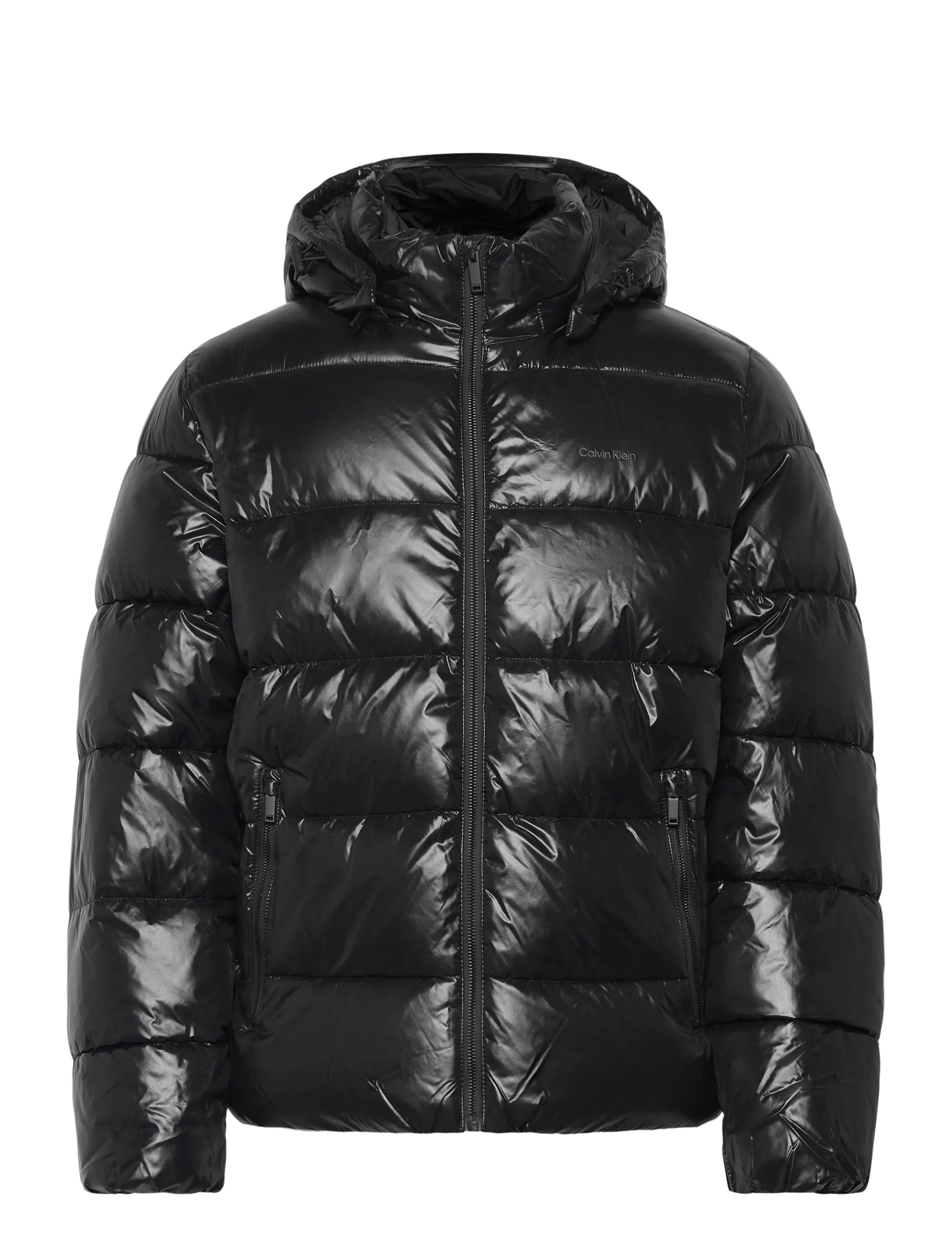 Calvin Klein LS GLOSSY CHANNELED PUFFER JKT - Jakker - BLACK / black