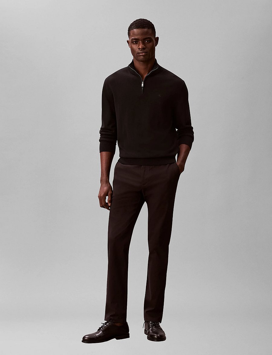 Calvin Klein - SLIM SATEEN CHINO TROUSER - chino-püksid - black - 0