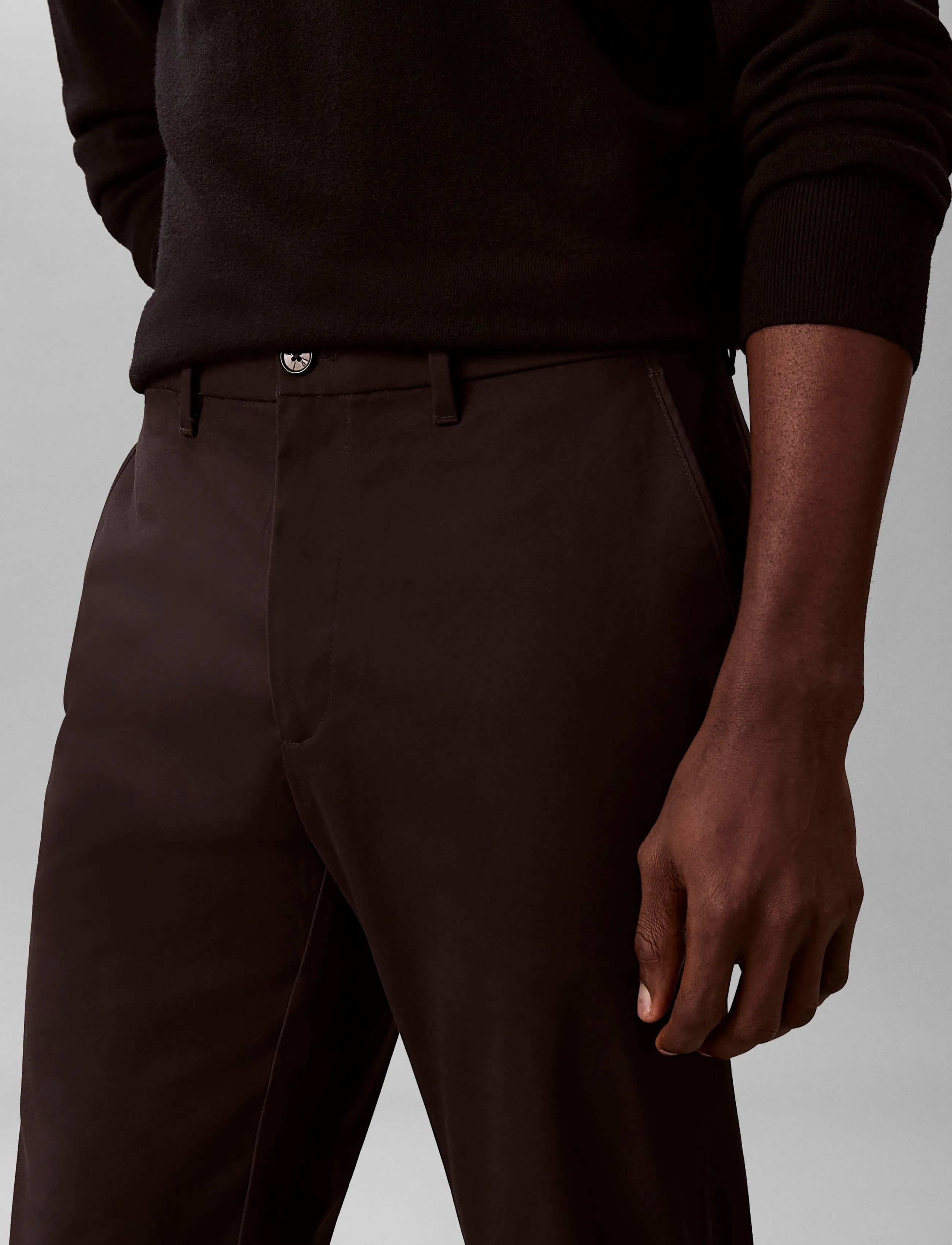 Calvin Klein - SLIM SATEEN CHINO TROUSER - chinos - black - 4