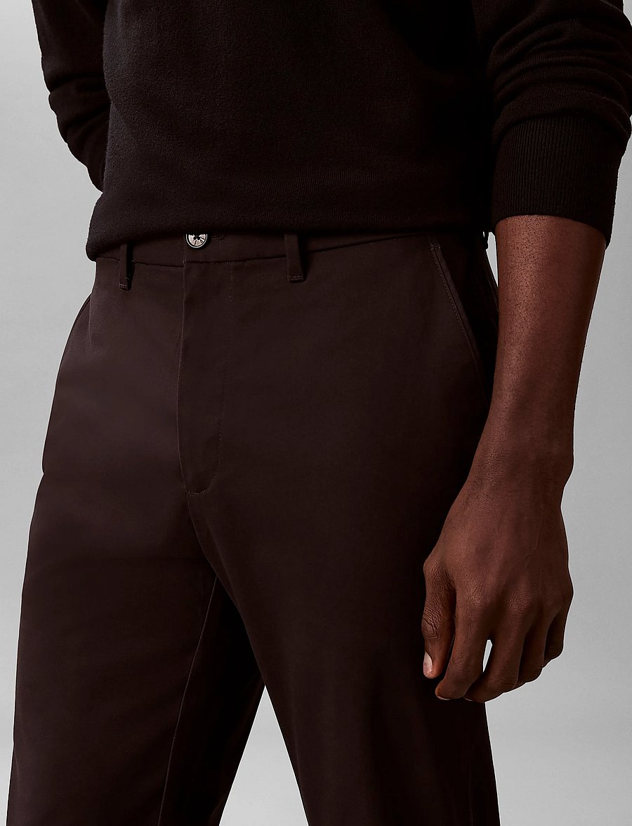 Calvin Klein - SLIM SATEEN CHINO TROUSER - chino-püksid - black - 4