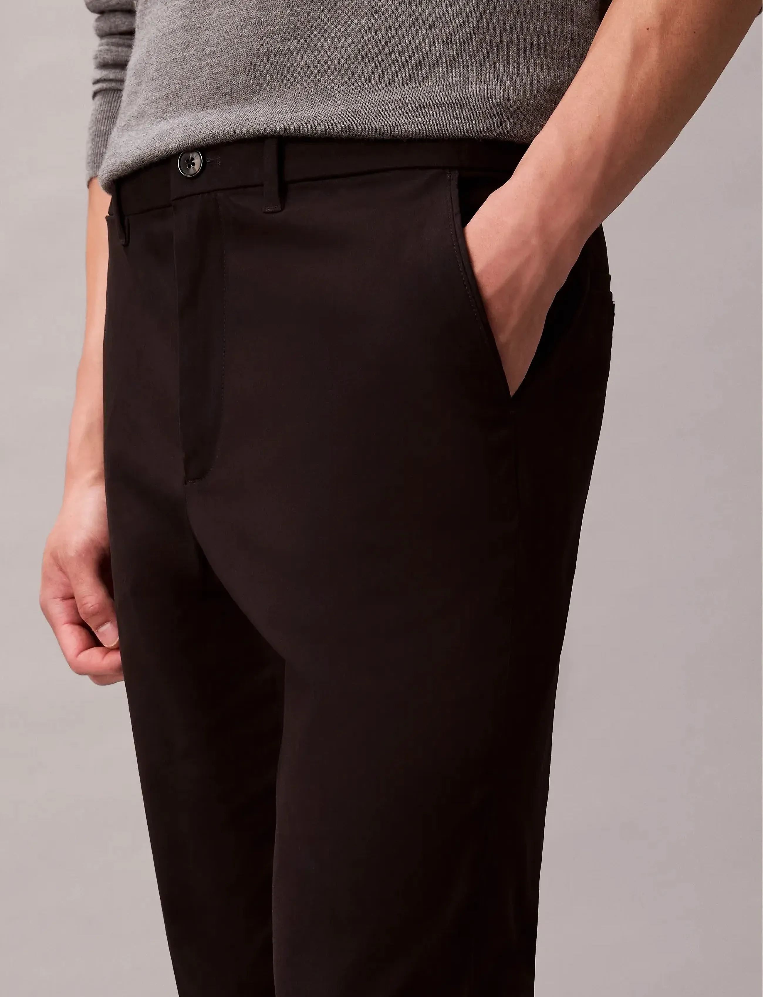 Calvin Klein - SLIM SATEEN CHINO TROUSER - pantalons chino - black - 5