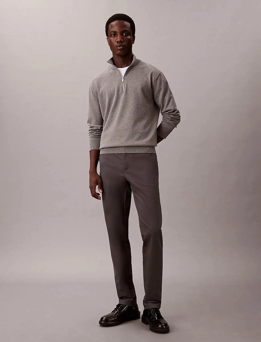 Calvin Klein - SLIM SATEEN CHINO TROUSER - chinos - dark grey - 0
