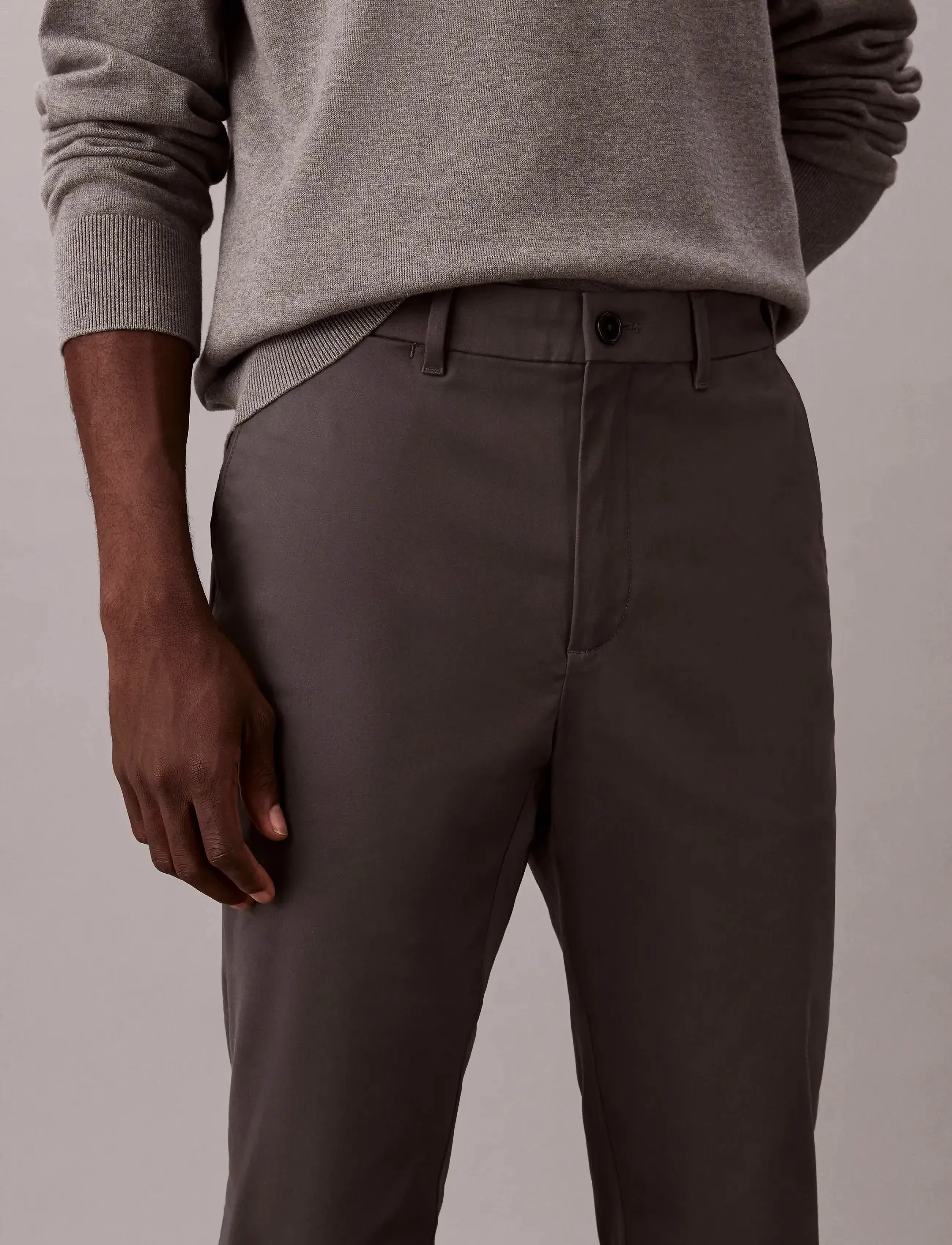 Calvin Klein - SLIM SATEEN CHINO TROUSER - chinos - dark grey - 3