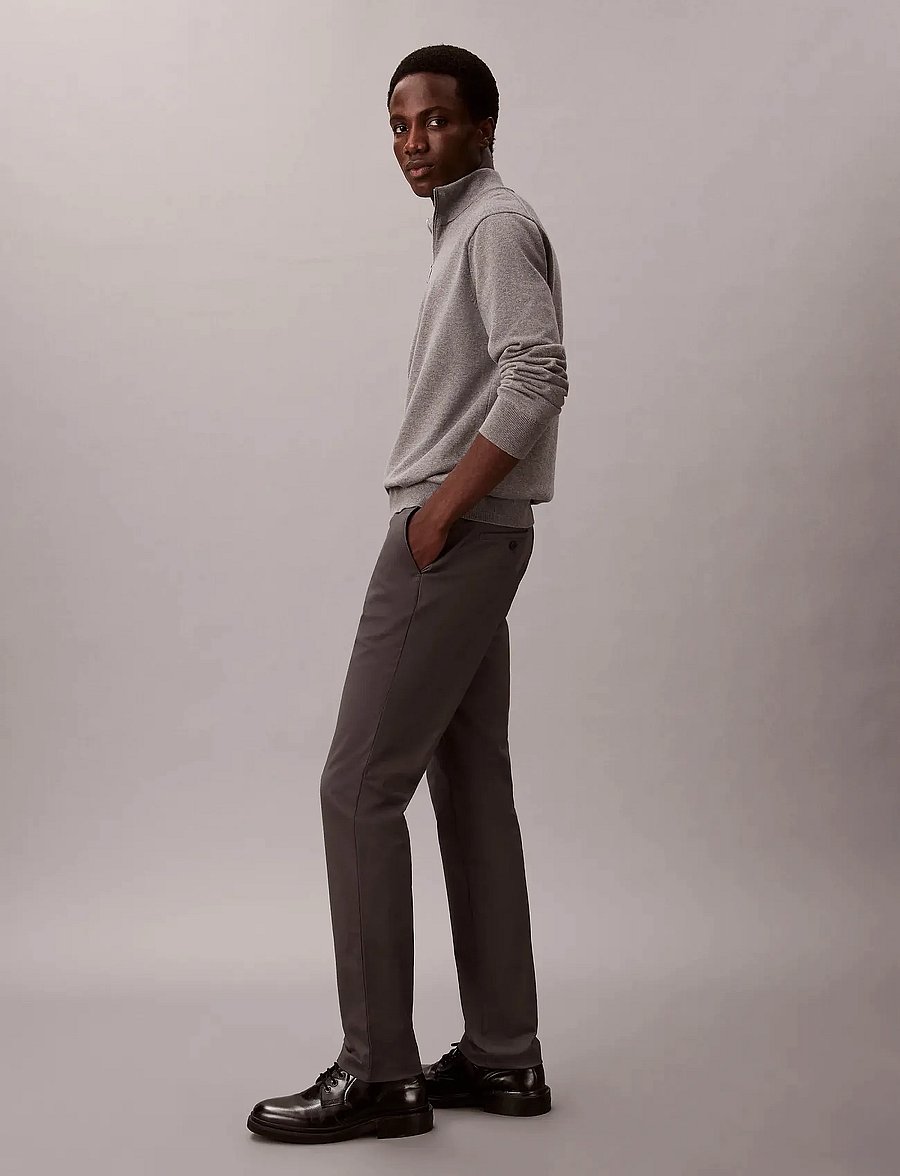 Calvin Klein - SLIM SATEEN CHINO TROUSER - chinos - dark grey - 4
