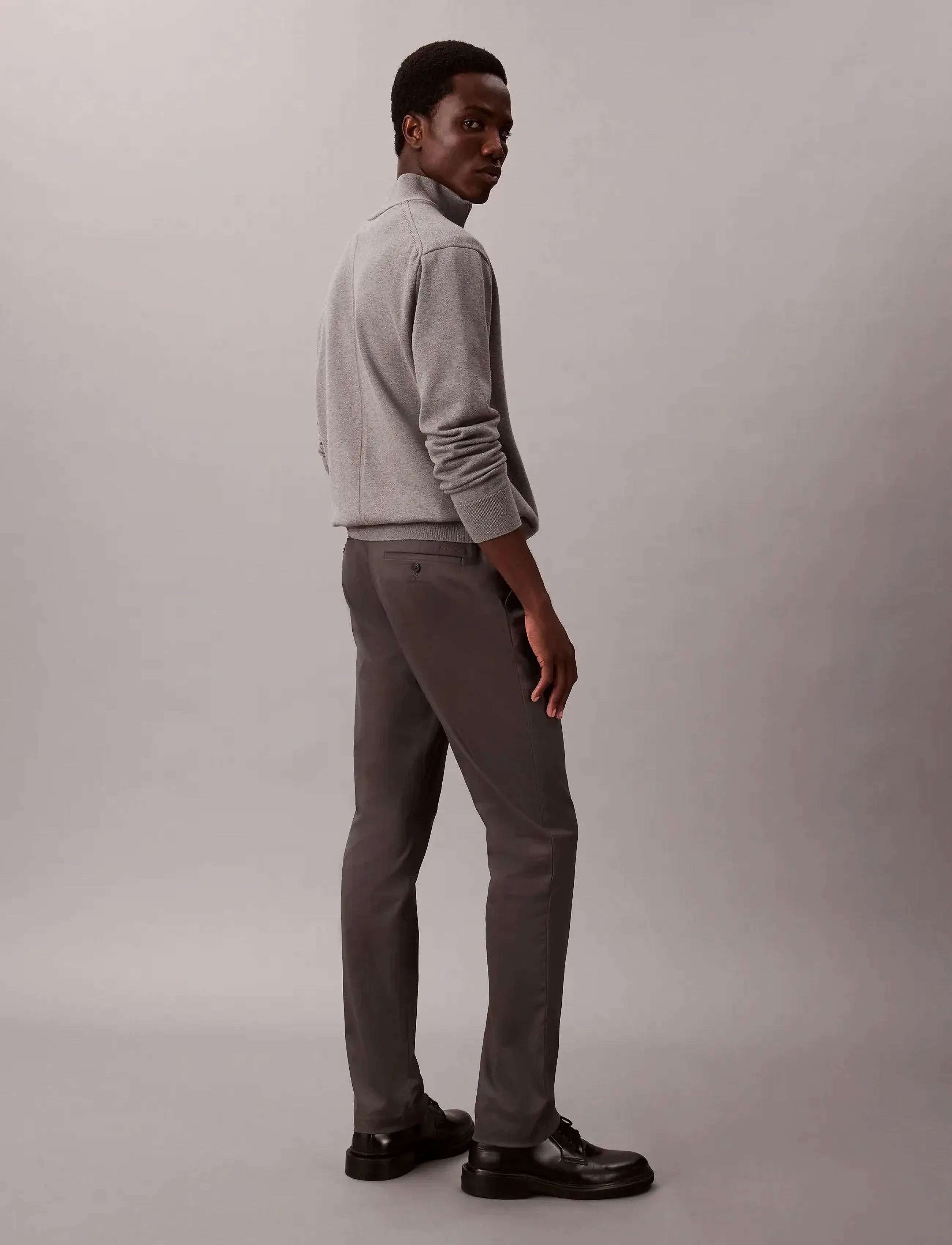 Calvin Klein - SLIM SATEEN CHINO TROUSER - chinos - dark grey - 5