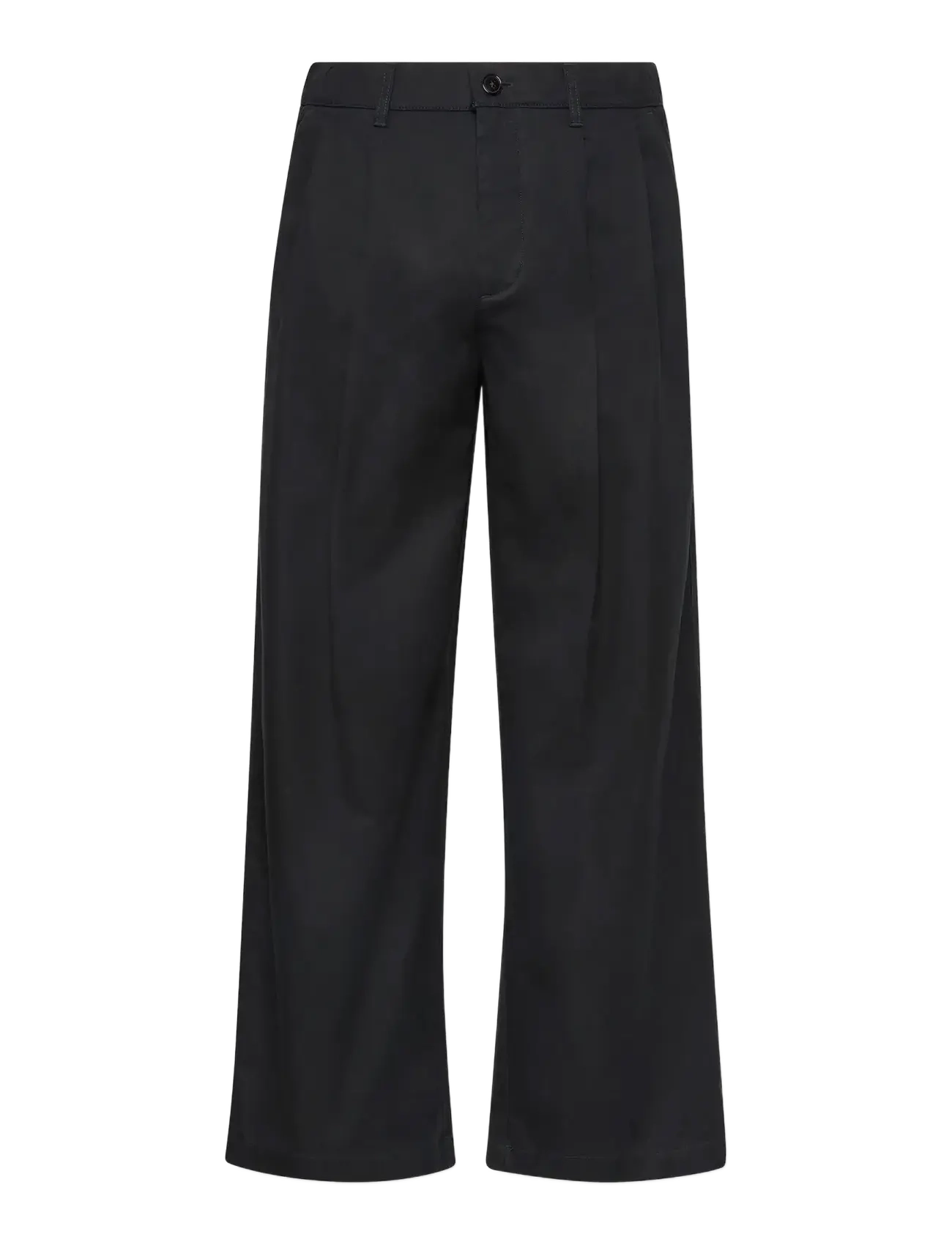 Calvin Klein COTTON PLEATED HALF ELASTIC PANT - Rennot housut - BLACK / black