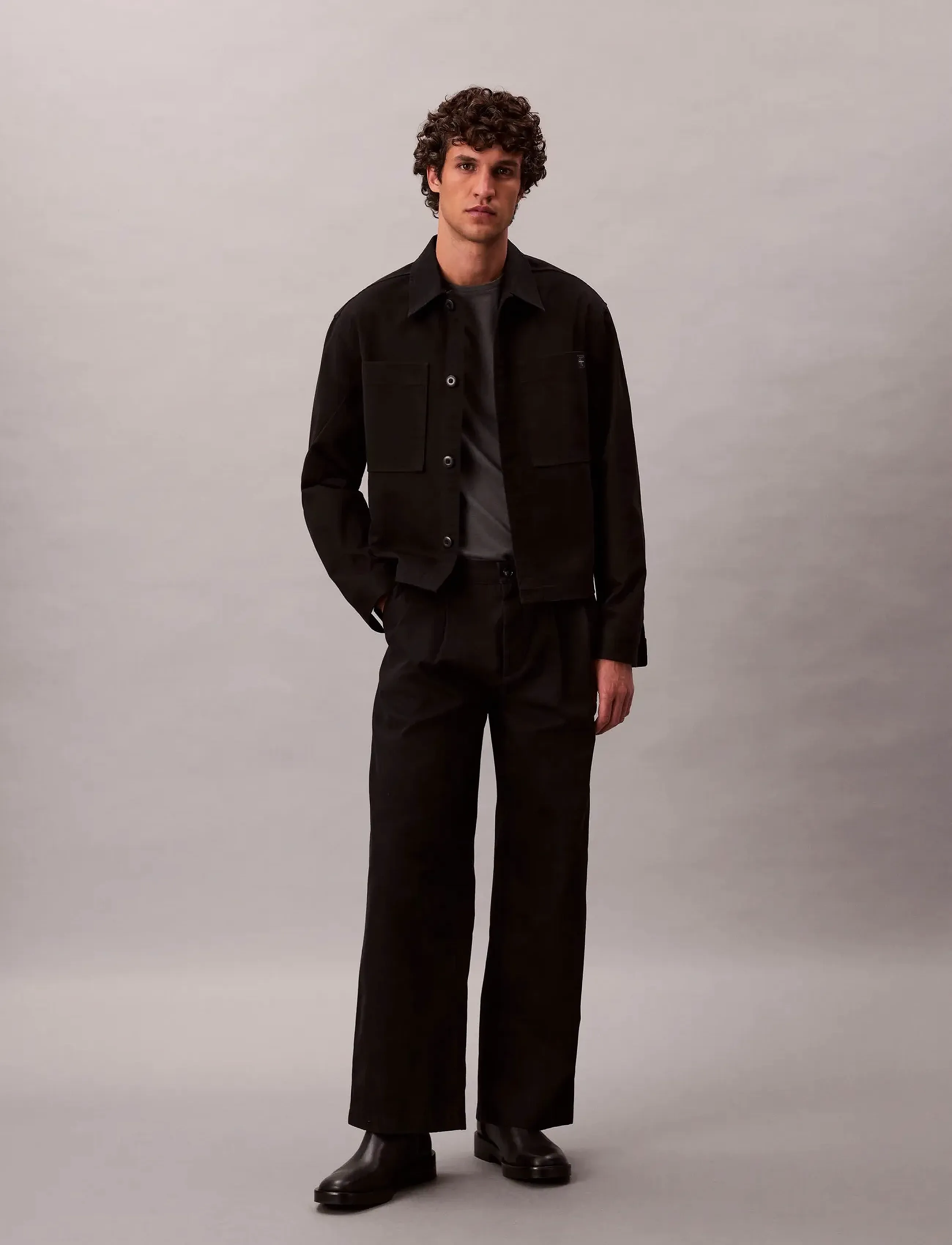 Calvin Klein COTTON PLEATED HALF ELASTIC PANT - Akcija - BLACK / black