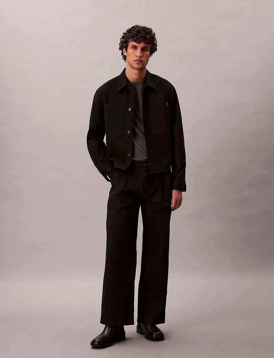 Calvin Klein - COTTON PLEATED HALF ELASTIC PANT - casual bukser - black - 0