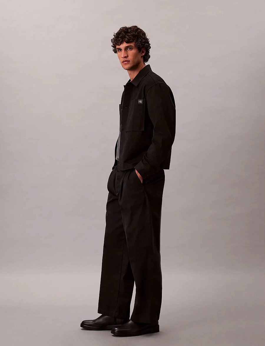 Calvin Klein - COTTON PLEATED HALF ELASTIC PANT - casual bukser - black - 2