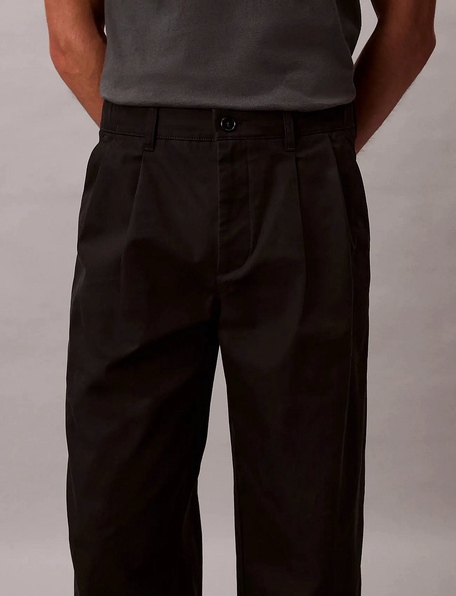 Calvin Klein - COTTON PLEATED HALF ELASTIC PANT - casual bukser - black - 3