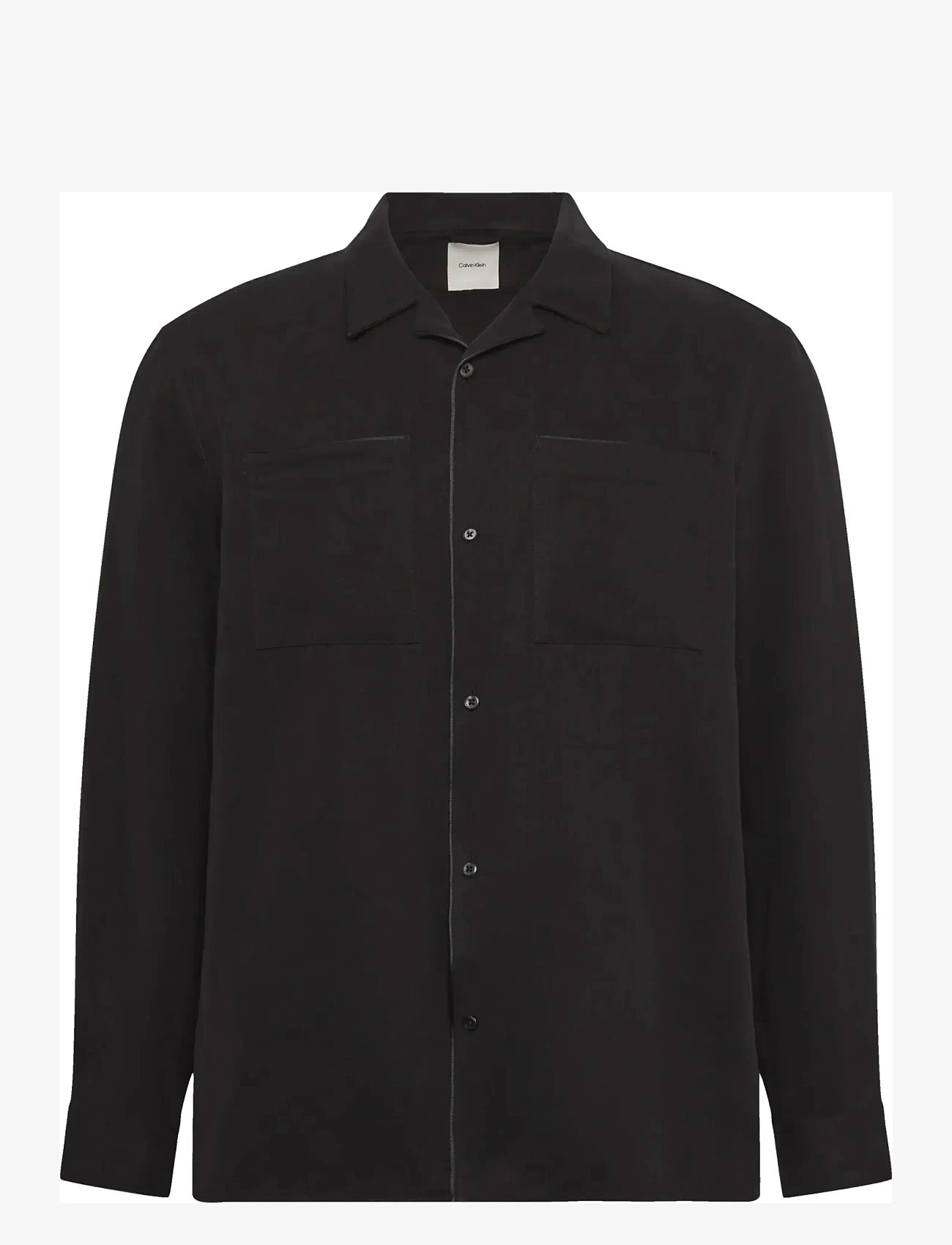 Calvin Klein - LS GLOSSY CAMP COLLAR EASY SHIRT - casual skjorter - black - 1