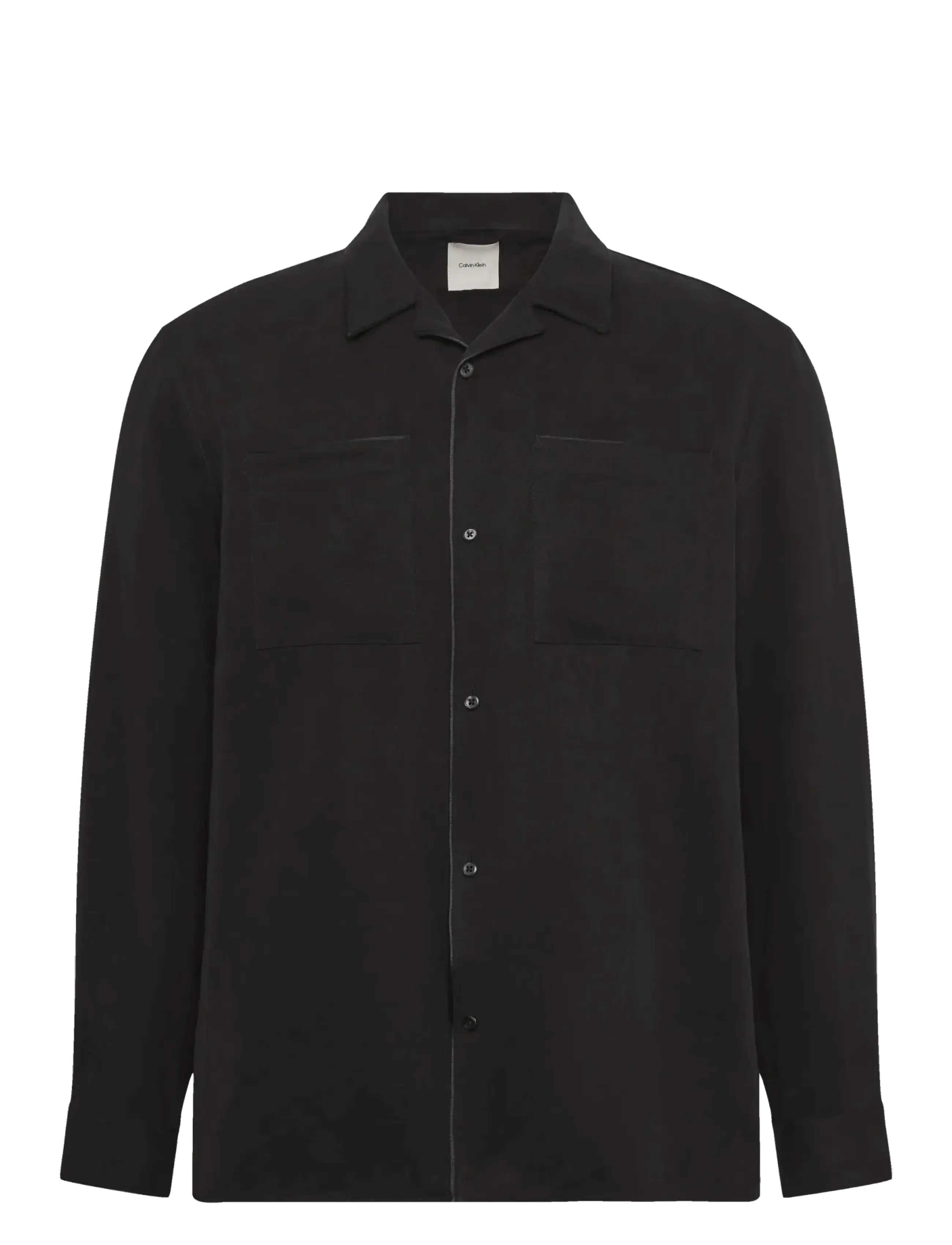 Calvin Klein LS GLOSSY CAMP COLLAR EASY SHIRT - Calvin Klein - BLACK / black