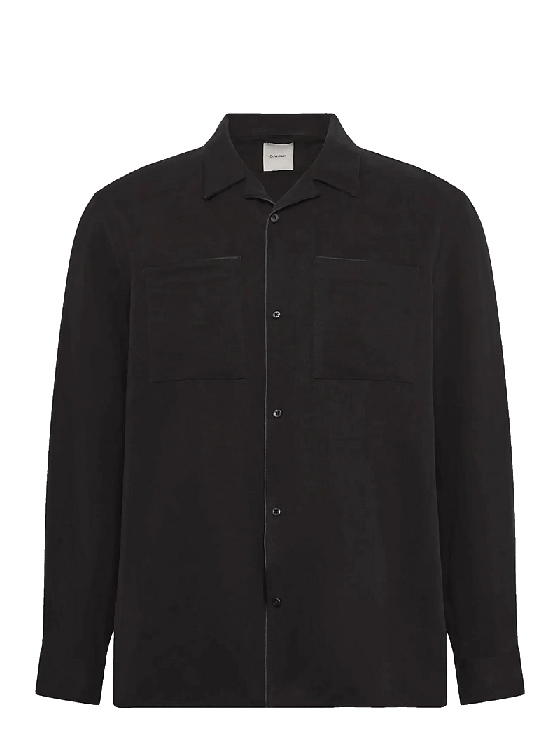 Calvin Klein - LS GLOSSY CAMP COLLAR EASY SHIRT - casual skjorter - black - 1