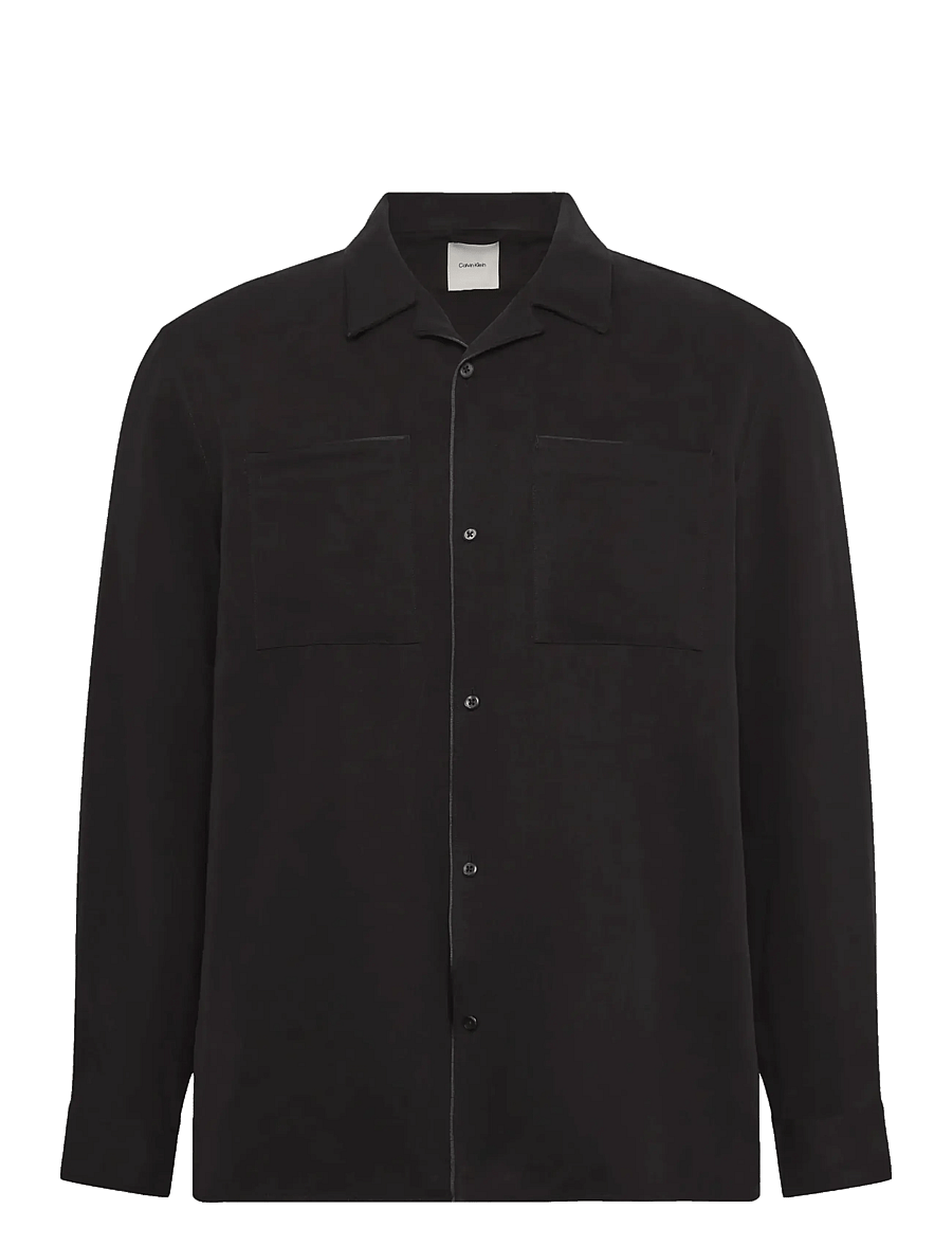 Calvin Klein - LS GLOSSY CAMP COLLAR EASY SHIRT - casual hemden - black - 1