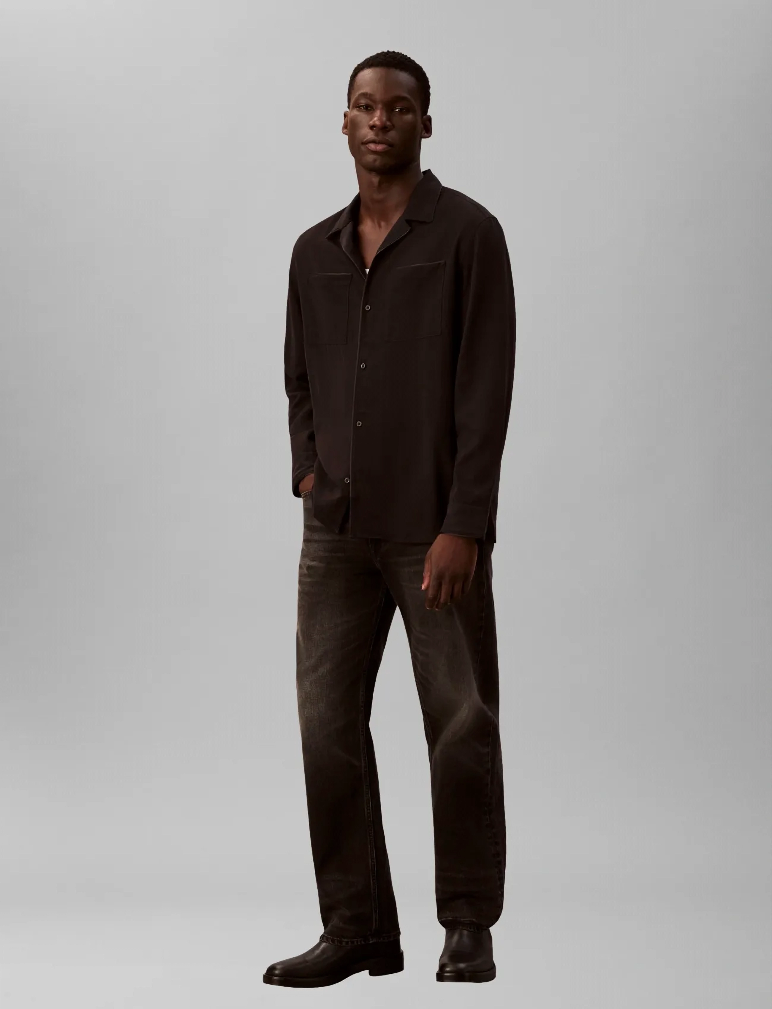 Ls Glossy Camp Collar Easy Shirt