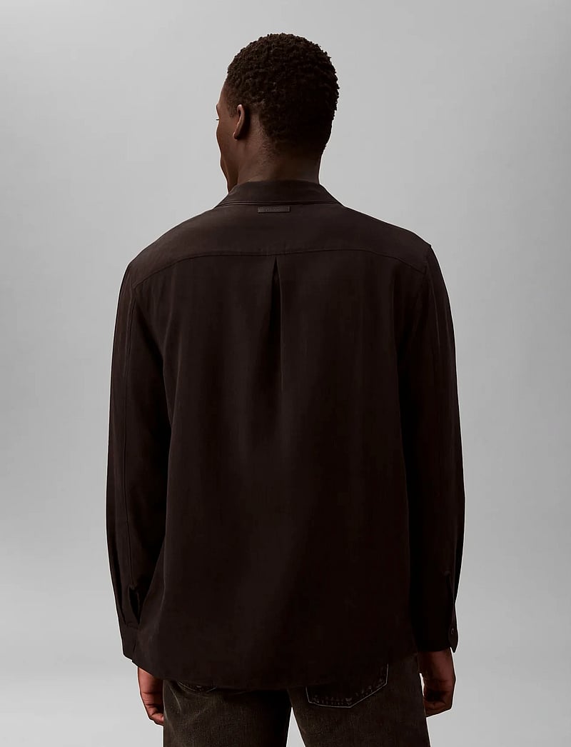 Calvin Klein - LS GLOSSY CAMP COLLAR EASY SHIRT - casual skjorter - black - 3