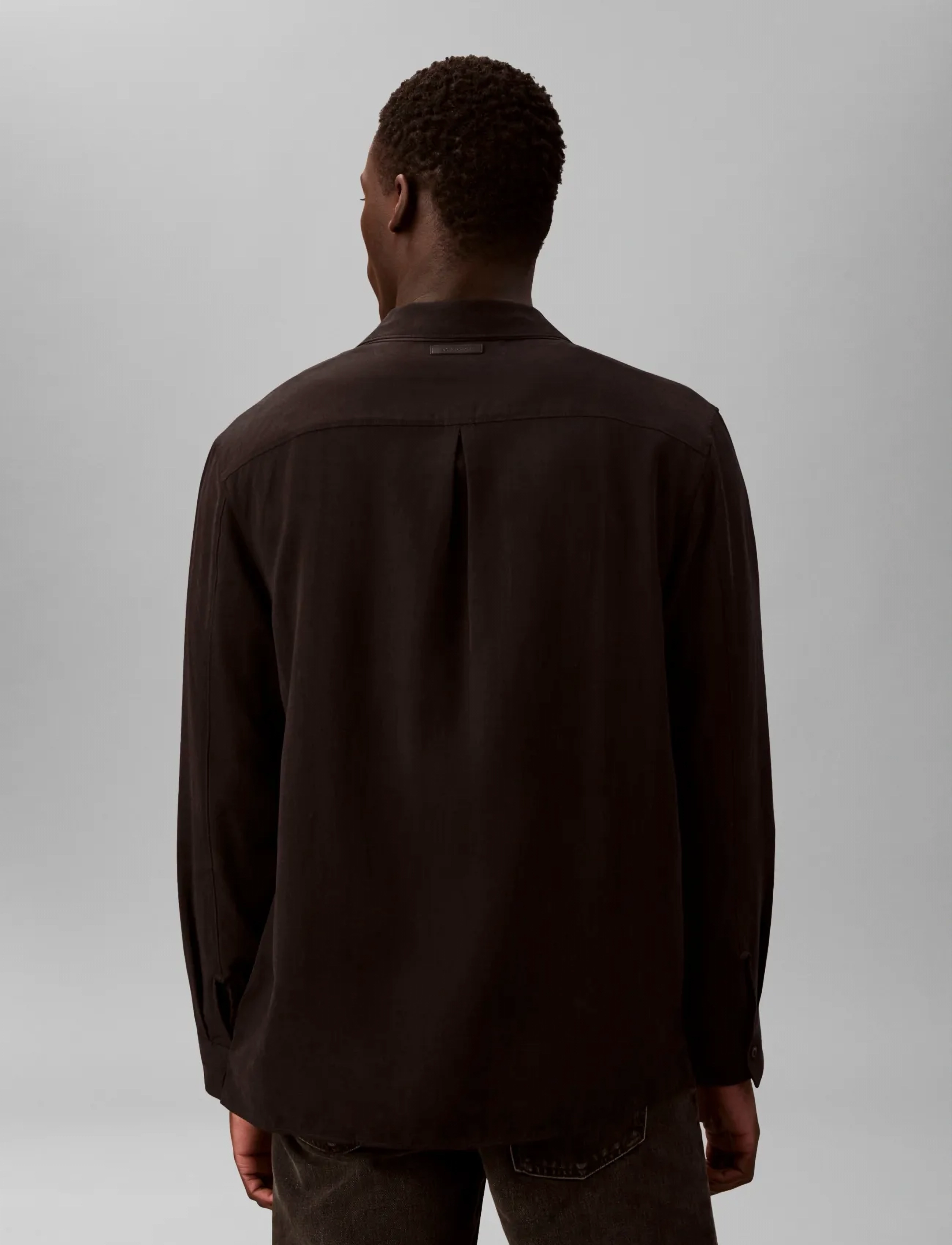 Calvin Klein - LS GLOSSY CAMP COLLAR EASY SHIRT - black - 3
