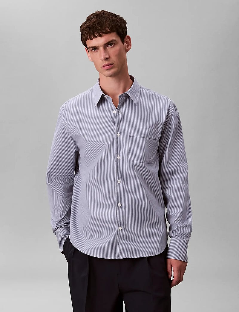 Calvin Klein - LS YD THIN STRIPE POPLIN EASY SH - avslappede skjorter - dusty sailor blue - 0