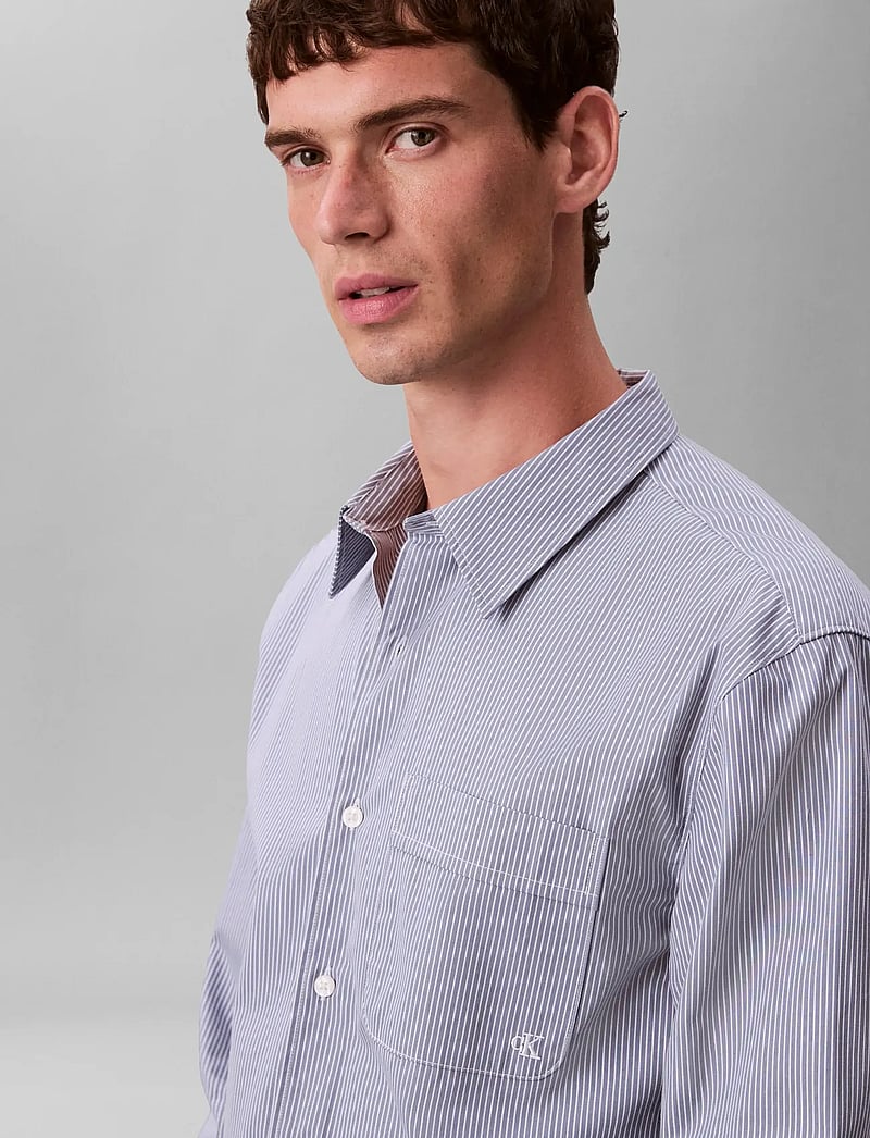 Calvin Klein - LS YD THIN STRIPE POPLIN EASY SH - avslappede skjorter - dusty sailor blue - 3