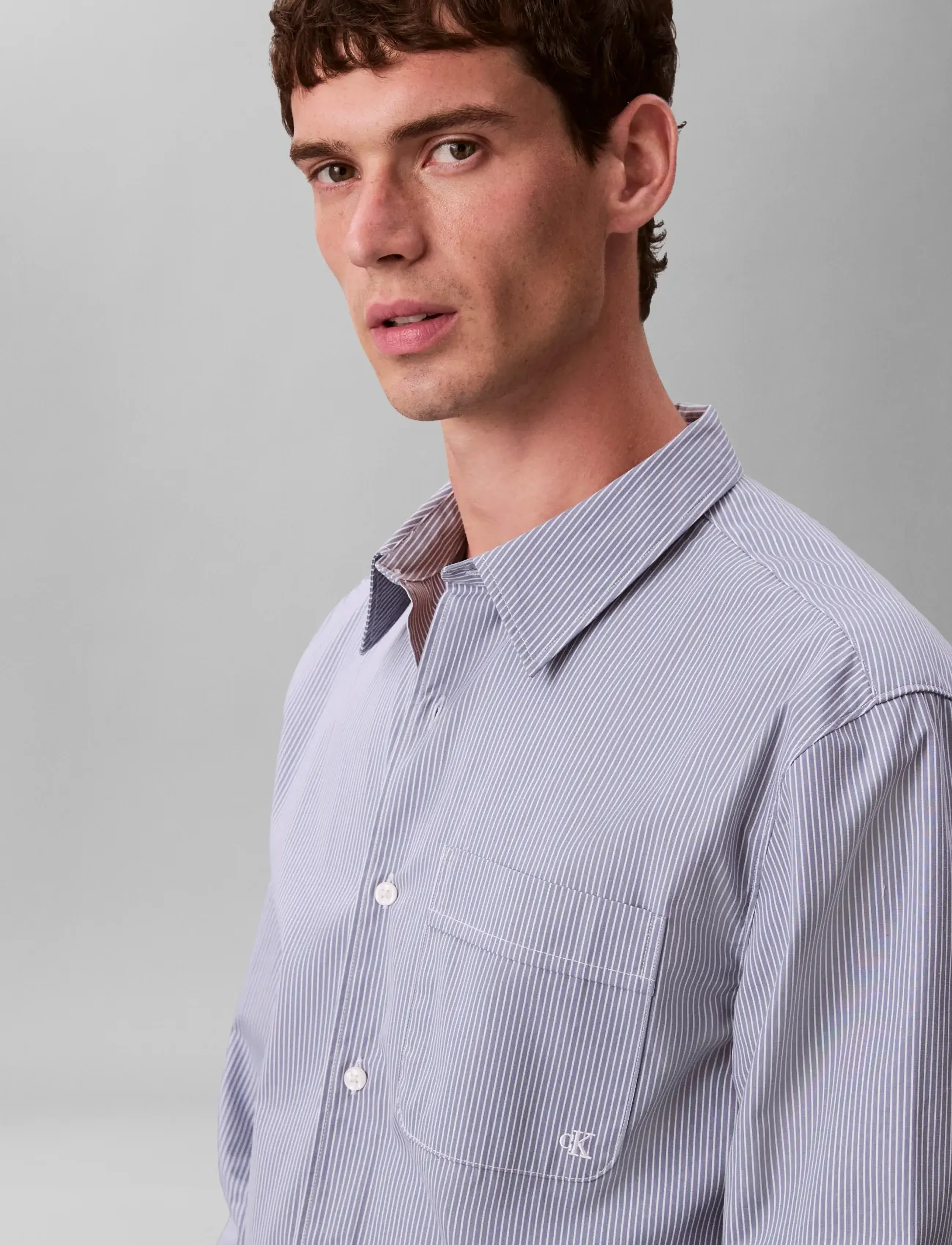 Calvin Klein - LS YD THIN STRIPE POPLIN EASY SH - casual skjorter - dusty sailor blue - 3