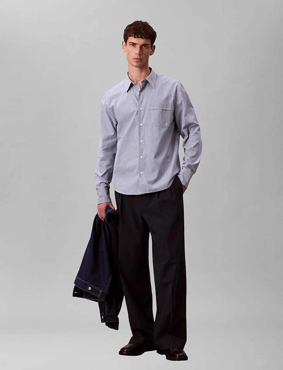 Calvin Klein - LS YD THIN STRIPE POPLIN EASY SH - casual skjorter - dusty sailor blue - 4