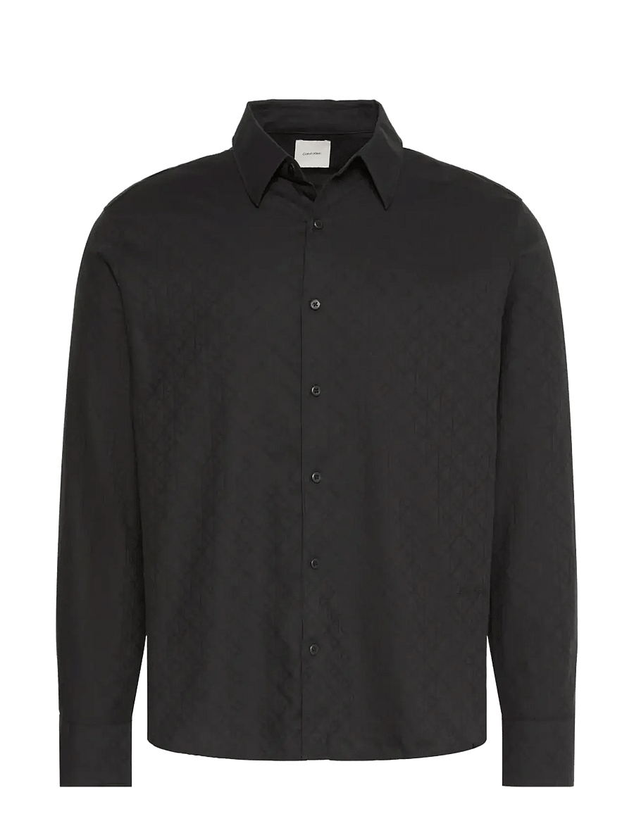 Calvin Klein - LS AOP JACQUARD EASY SHIRT - casual shirts - black - 1
