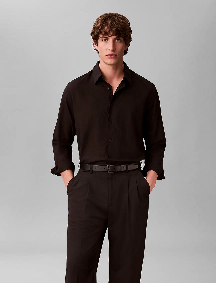 Calvin Klein - LS AOP JACQUARD EASY SHIRT - casual shirts - black - 0