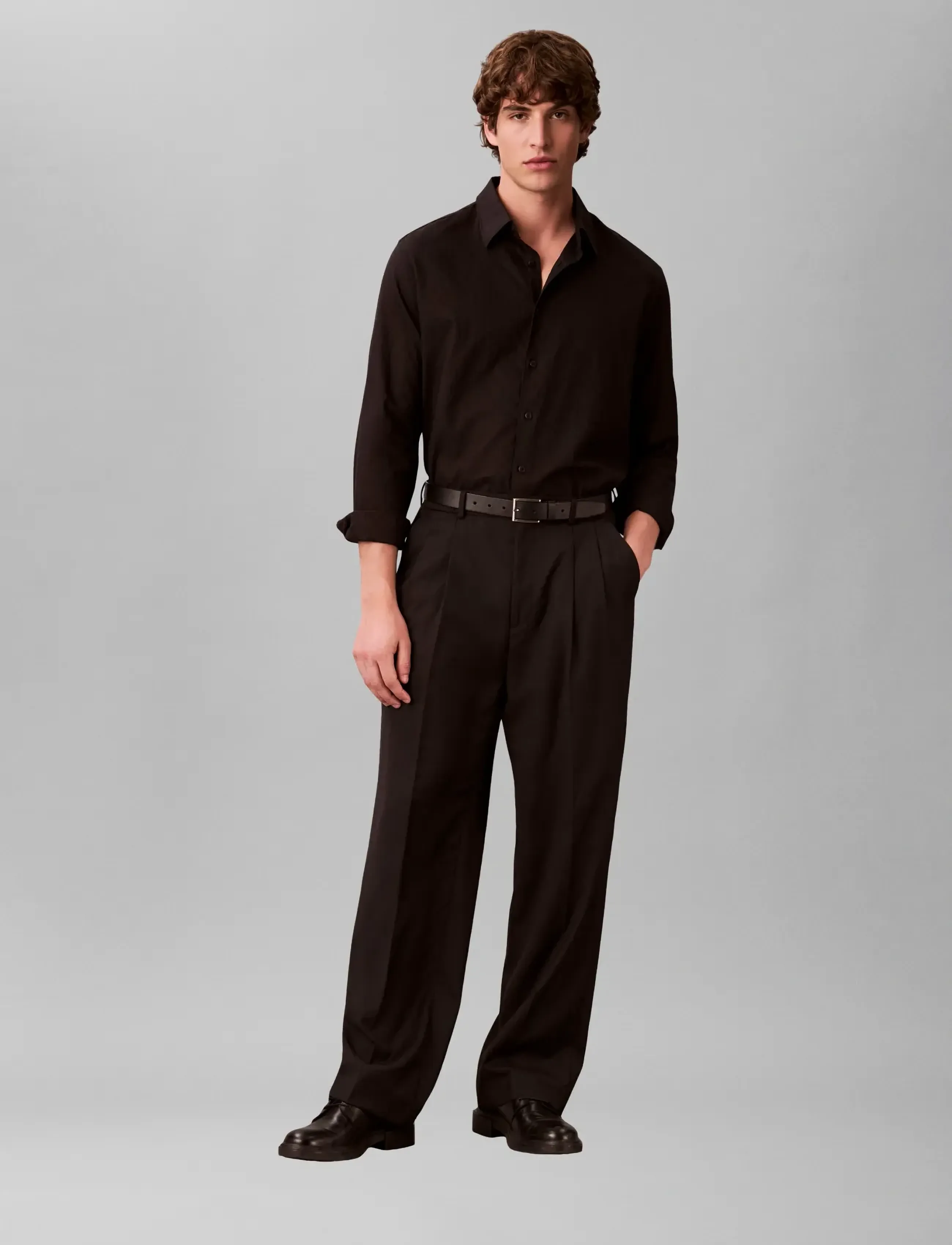 Calvin Klein - LS AOP JACQUARD EASY SHIRT - casual shirts - black - 4