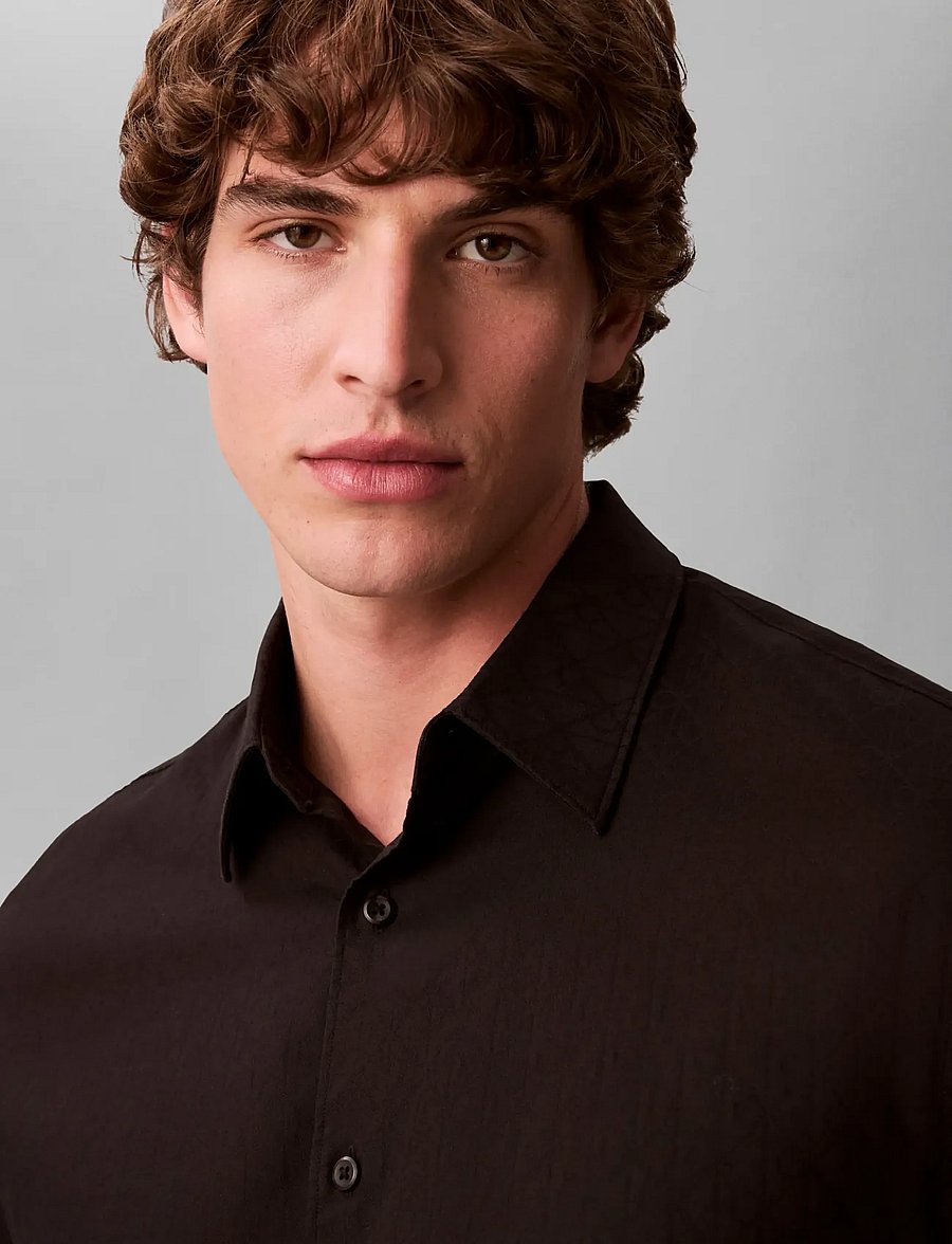 Calvin Klein - LS AOP JACQUARD EASY SHIRT - casual shirts - black - 5