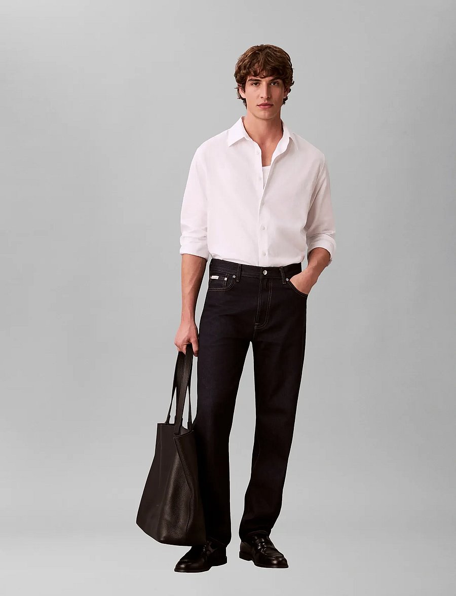 Calvin Klein - LS AOP JACQUARD EASY SHIRT - vabaajasärgid - brilliant white - 4