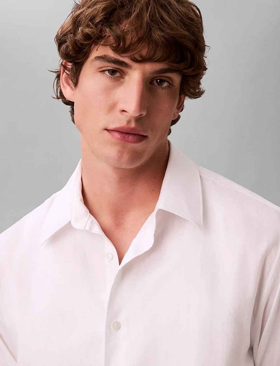 Calvin Klein - LS AOP JACQUARD EASY SHIRT - vabaajasärgid - brilliant white - 5
