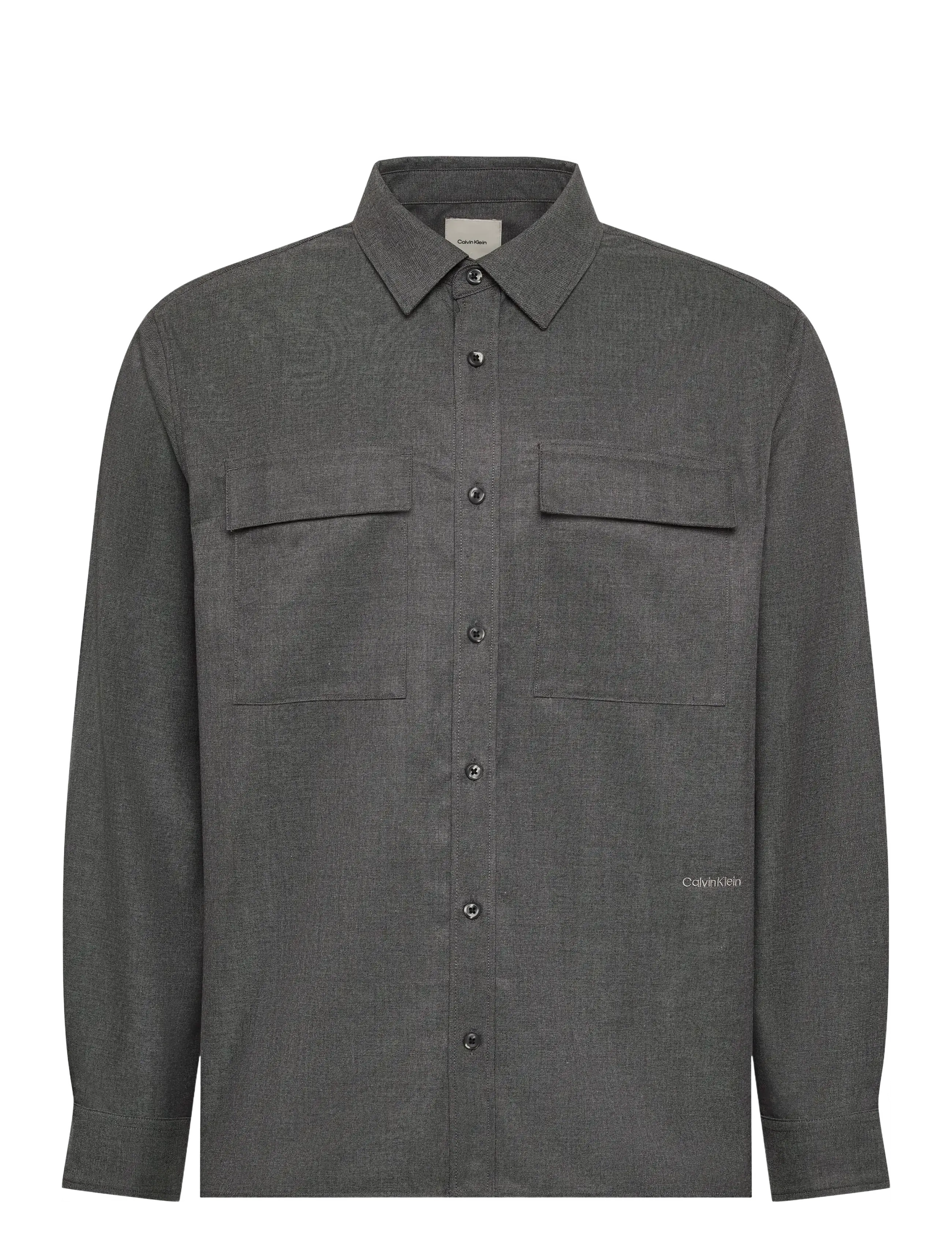 Calvin Klein LS MELANGE PV EASY SHIRT - Overshirts - CHARCOAL HEATHER / grey