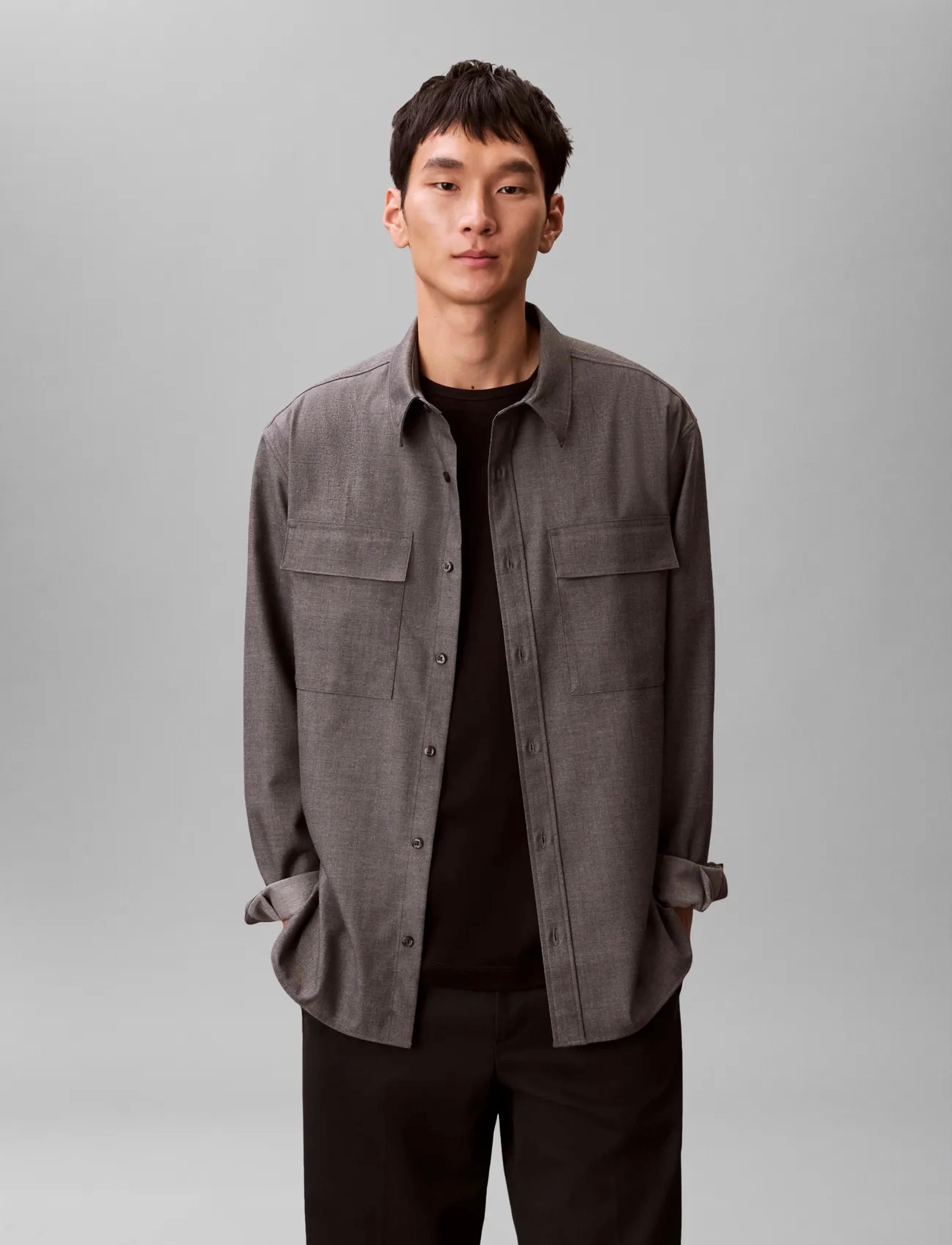 Calvin Klein - LS MELANGE PV EASY SHIRT - shop by occasion - charcoal heather - 4