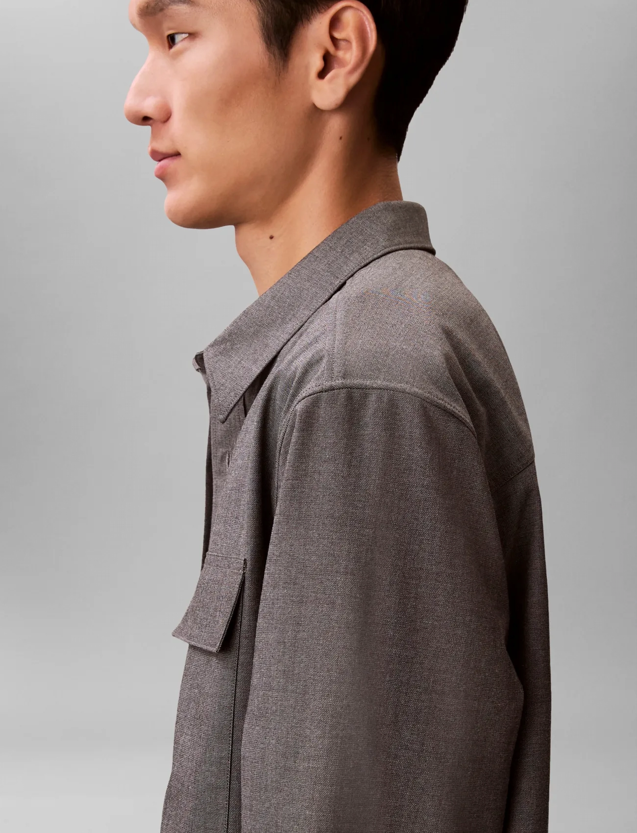 Calvin Klein LS MELANGE PV EASY SHIRT - Kläder - CHARCOAL HEATHER / grey