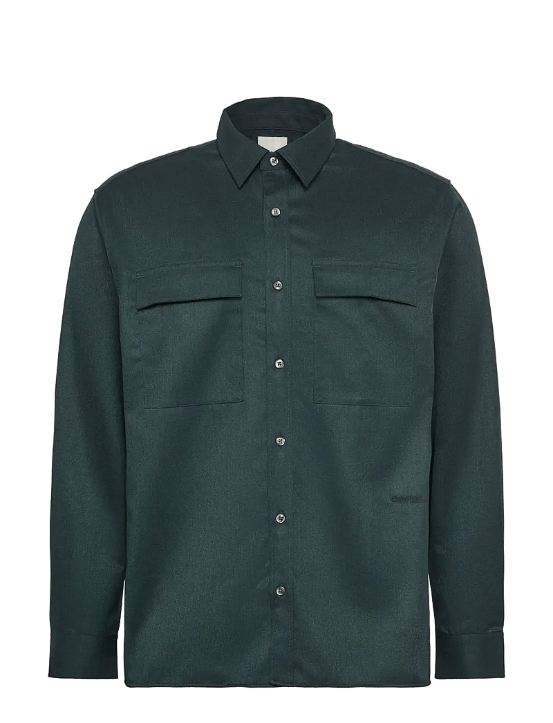 Calvin Klein - LS MELANGE PV EASY SHIRT - prekės kiekvienai progai - fatigue - 1