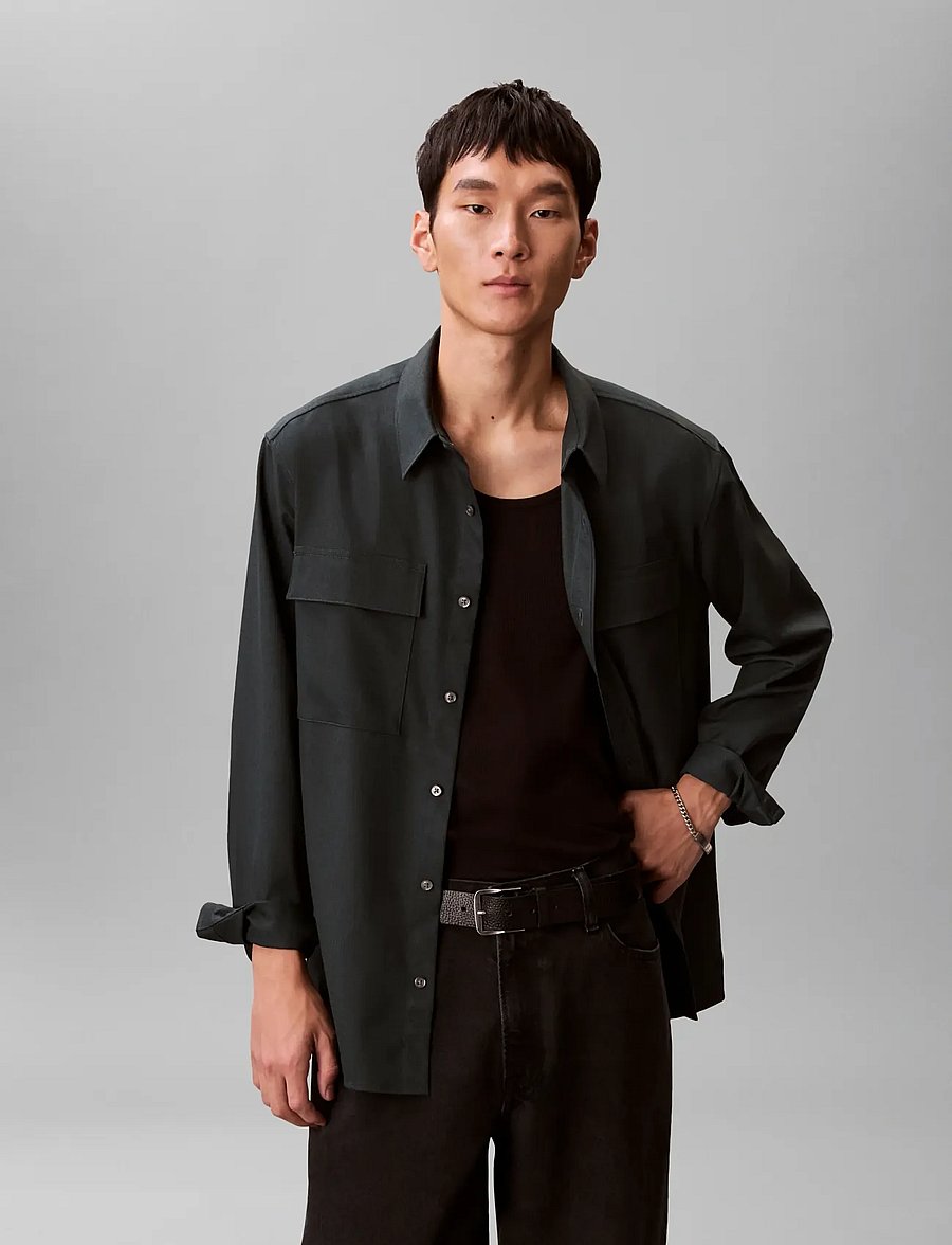Calvin Klein - LS MELANGE PV EASY SHIRT - osta olukorra järgi - fatigue - 3