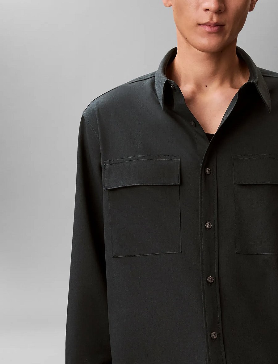 Calvin Klein - LS MELANGE PV EASY SHIRT - osta olukorra järgi - fatigue - 5