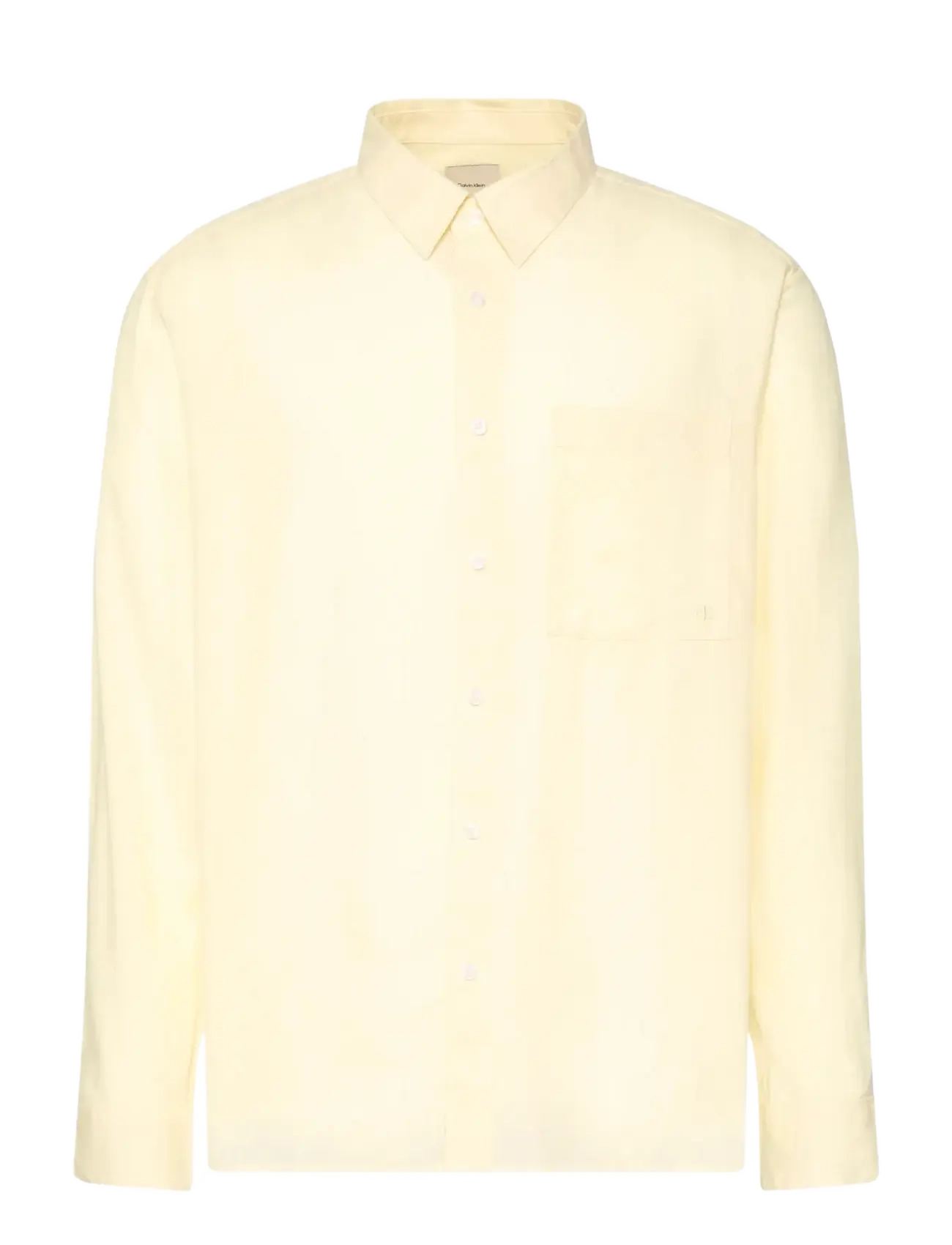 CALVIN KLEIN Ls Solid Linen Klassisch Shirt Gelb - M - Herren