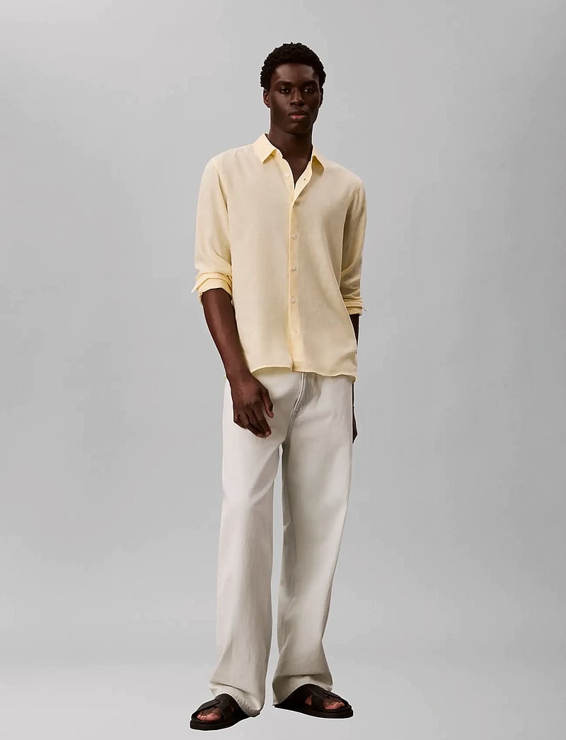 Calvin Klein - LS SOLID LINEN CLASSIC SHIRT - linneskjortor - anise flower - 0