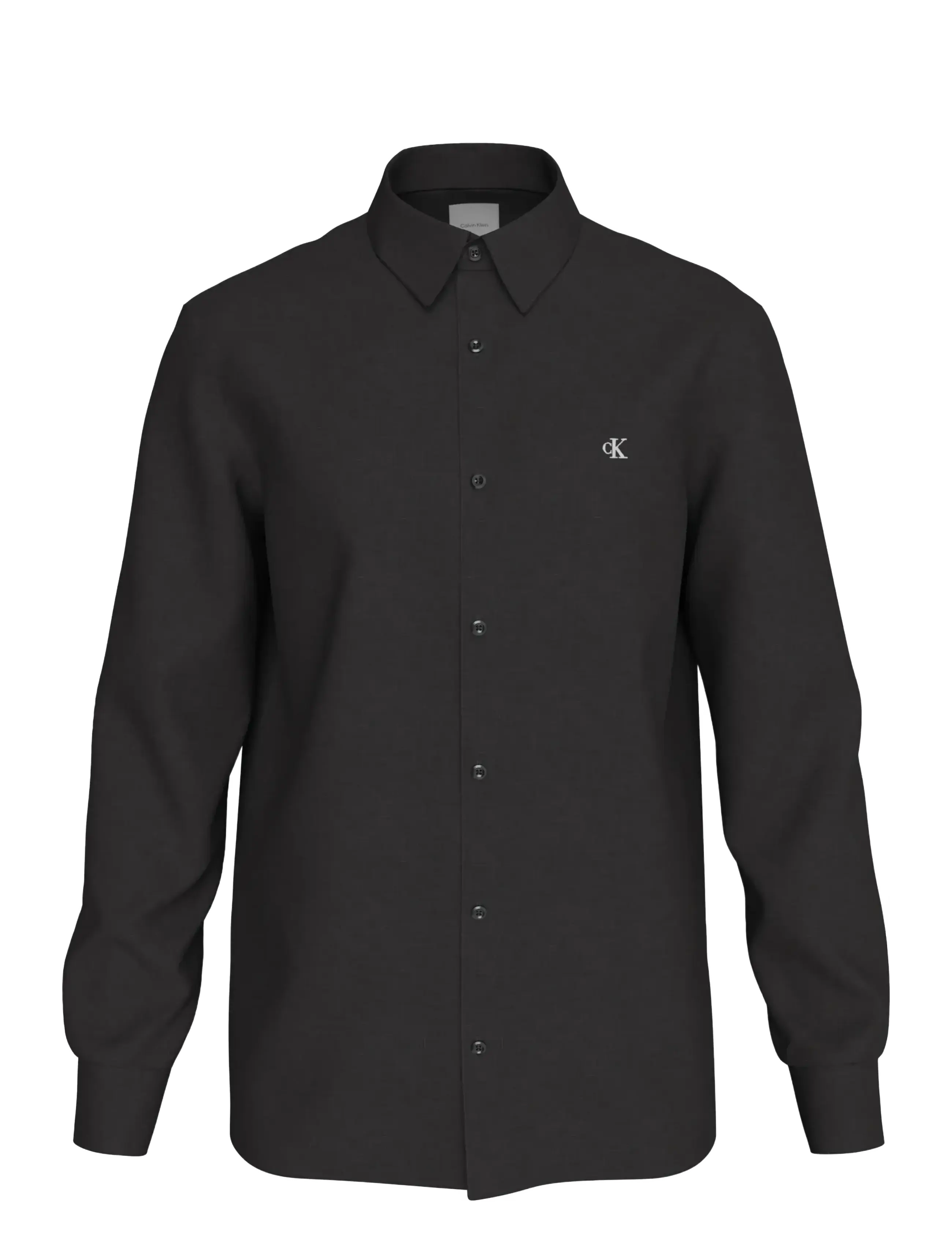 Calvin Klein Ls Solid Linen Classic Shirt, M, Shirts, Schwarz - Männerswear