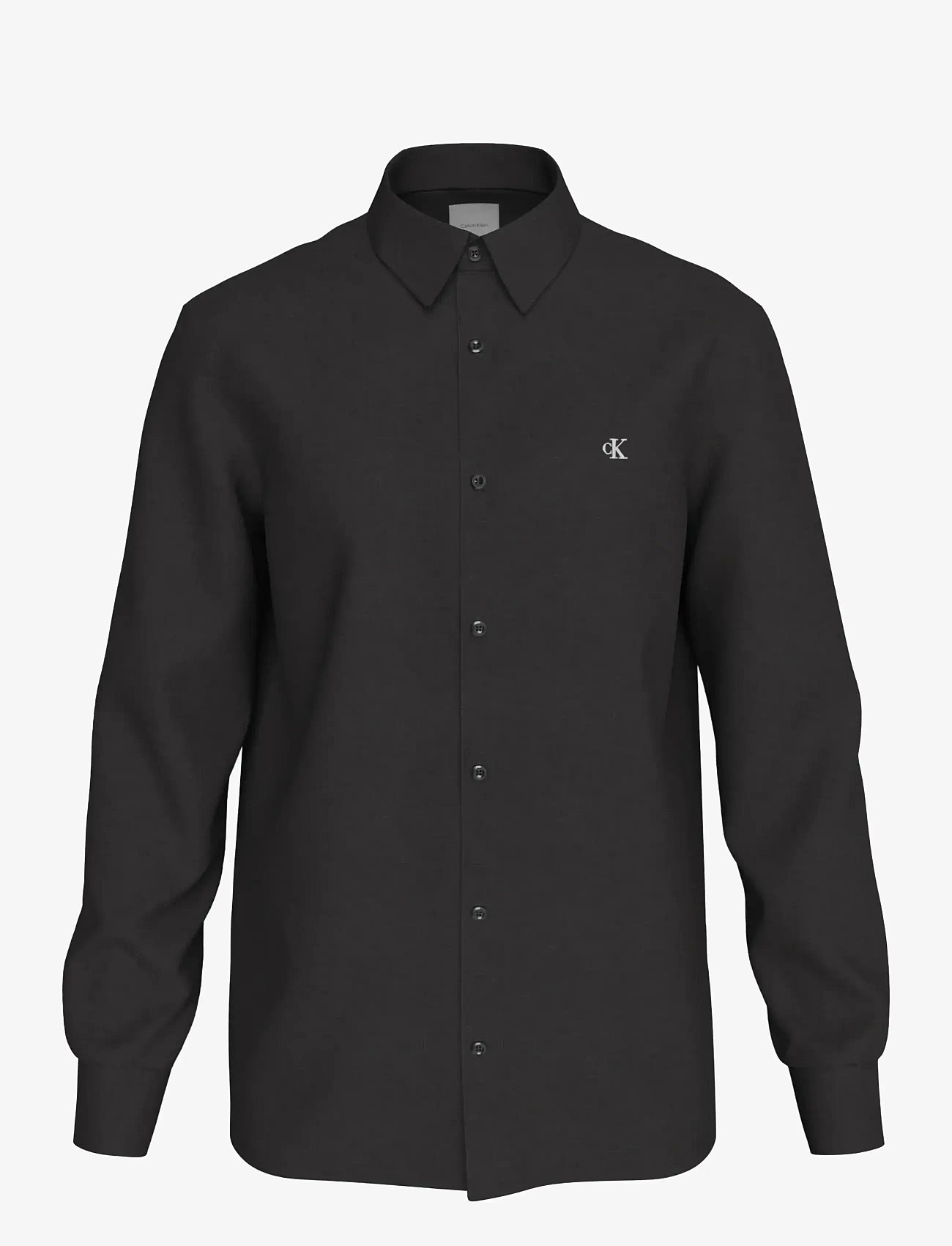 Calvin Klein - LS SOLID LINEN CLASSIC SHIRT - linased särgid - black - 0