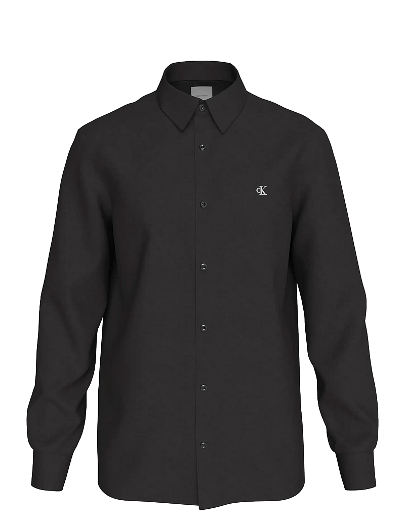 Calvin Klein - LS SOLID LINEN CLASSIC SHIRT - linased särgid - black - 0