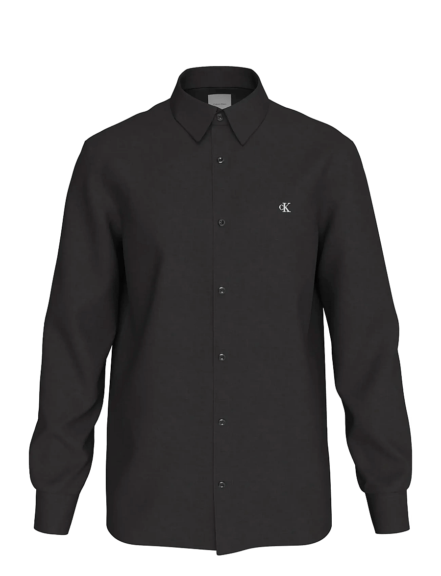 Calvin Klein - LS SOLID LINEN CLASSIC SHIRT - leinenhemden - black - 0