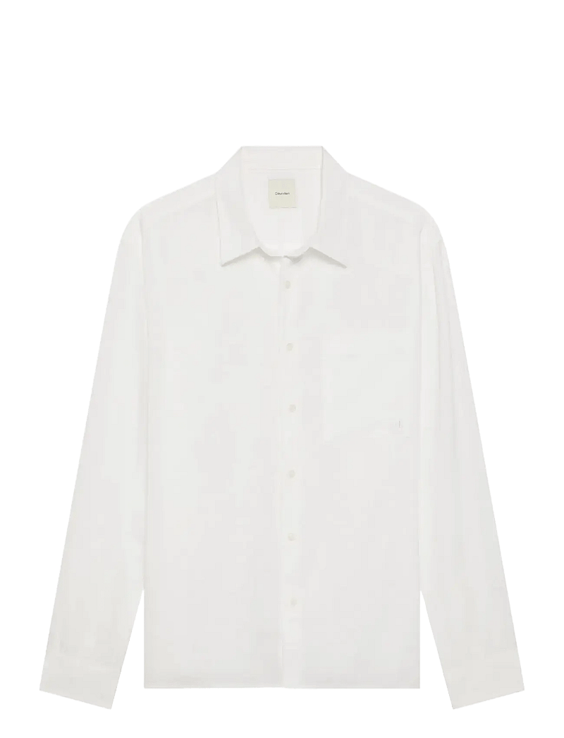 Calvin Klein - LS SOLID LINEN CLASSIC SHIRT - linneskjortor - brilliant white - 1
