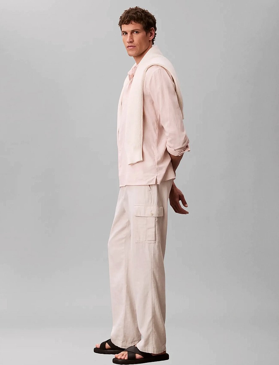 Calvin Klein - LS SOLID LINEN CLASSIC SHIRT - linneskjortor - prairie peach - 4