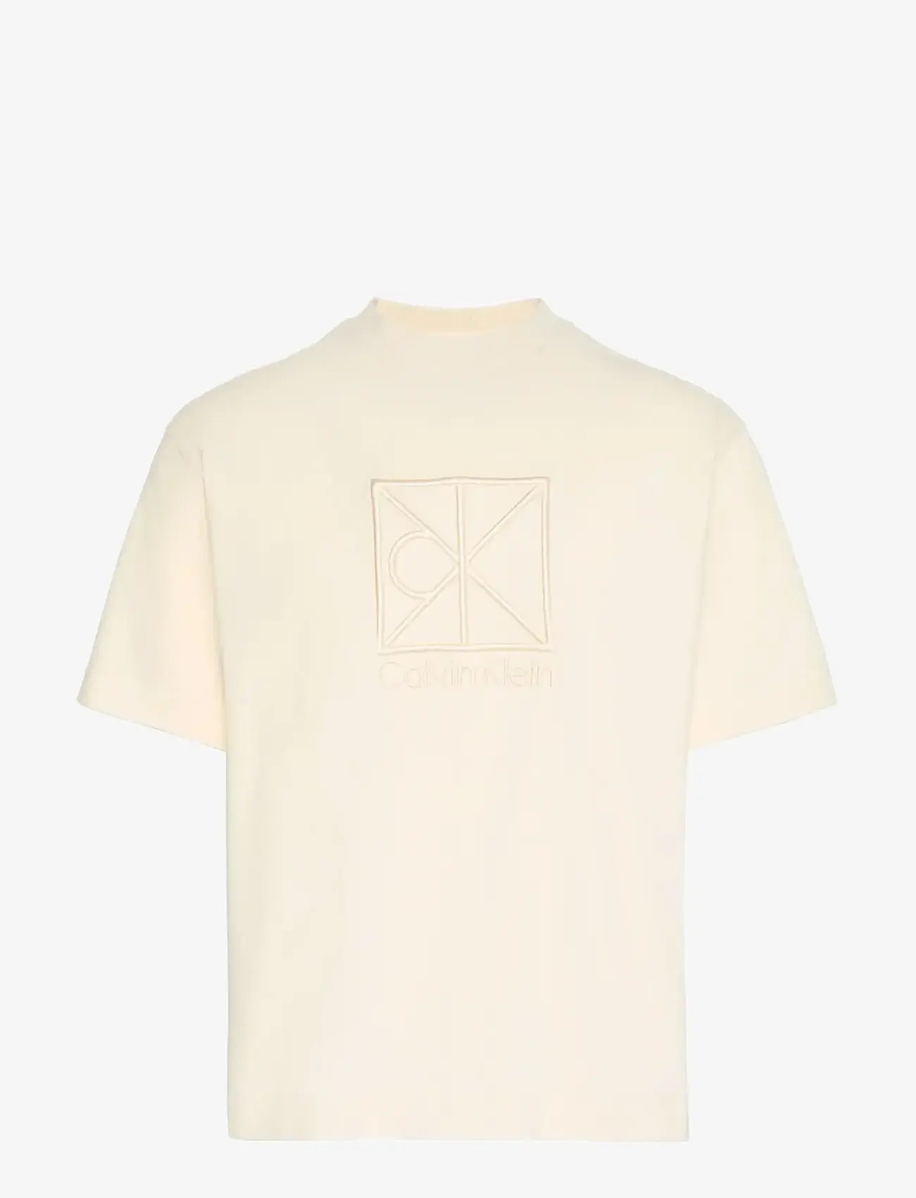 Calvin Klein - SS RLXD PREMIUM INTERLOCK EMBLEM - kortærmede t-shirts - antique white - 1