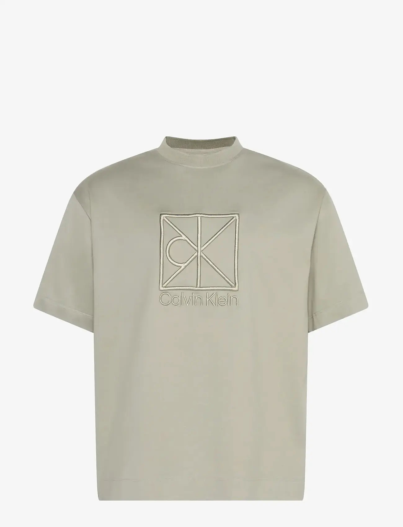 Calvin Klein - SS RLXD PREMIUM INTERLOCK EMBLEM - short-sleeved t-shirts - forest fog - 1
